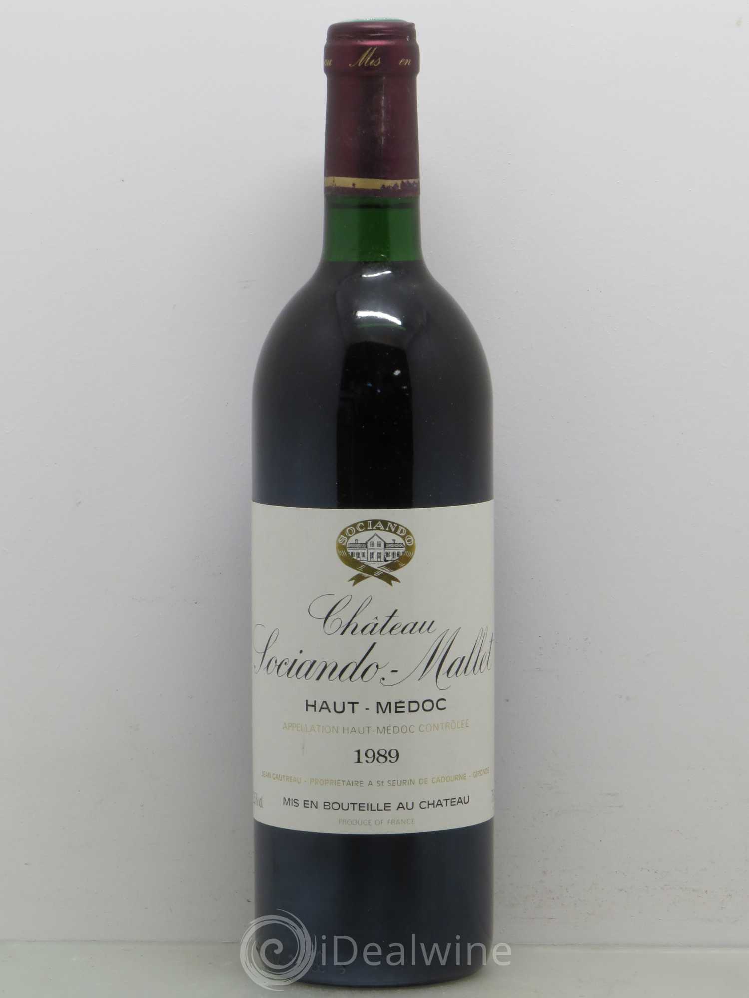 Château Sociando Mallet 1989 - Lot de 1 bouteille - 0