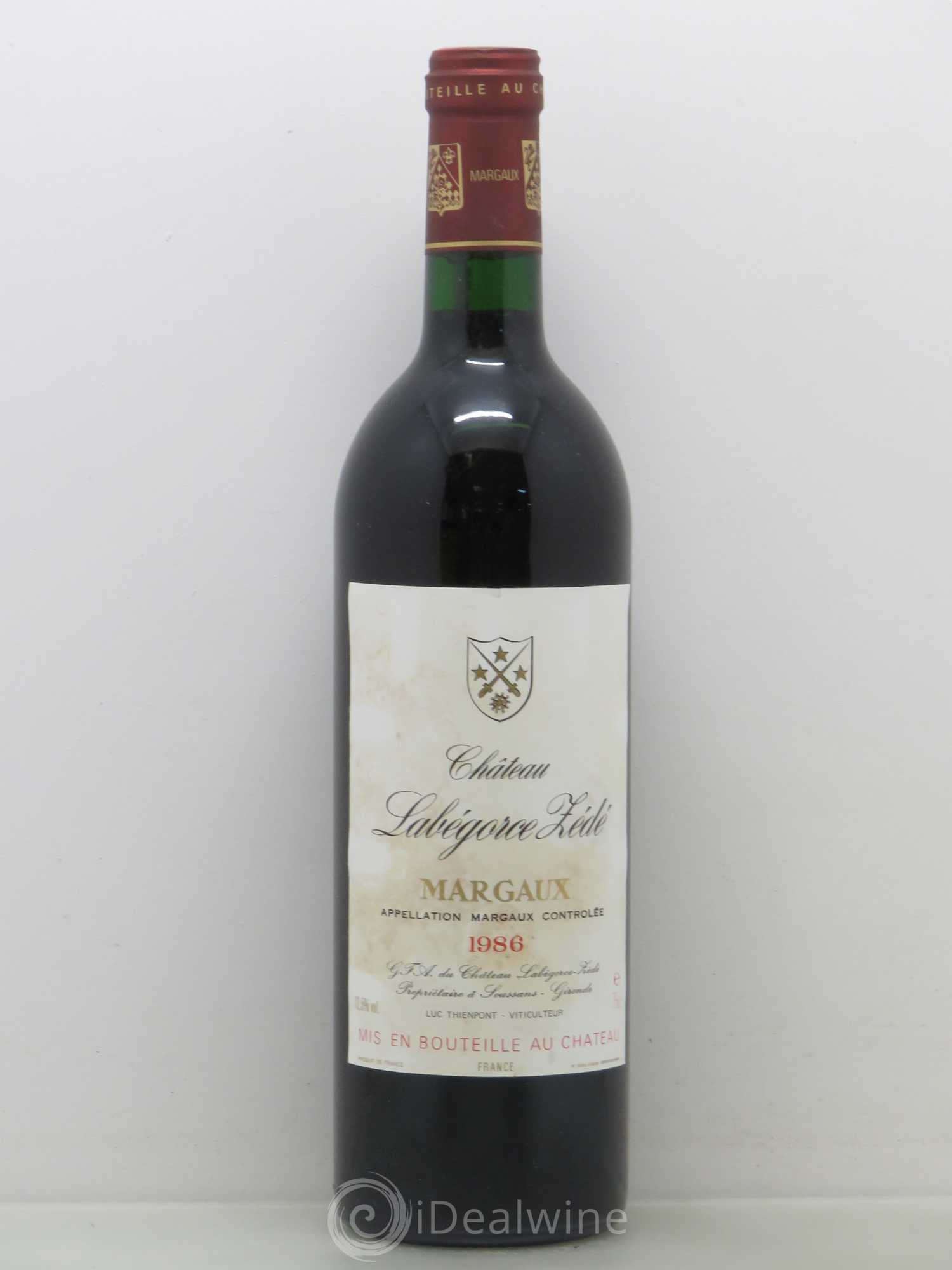 Château Labegorce Zédé Cru Bourgeois 1986 - Lot de 1 bouteille - 0