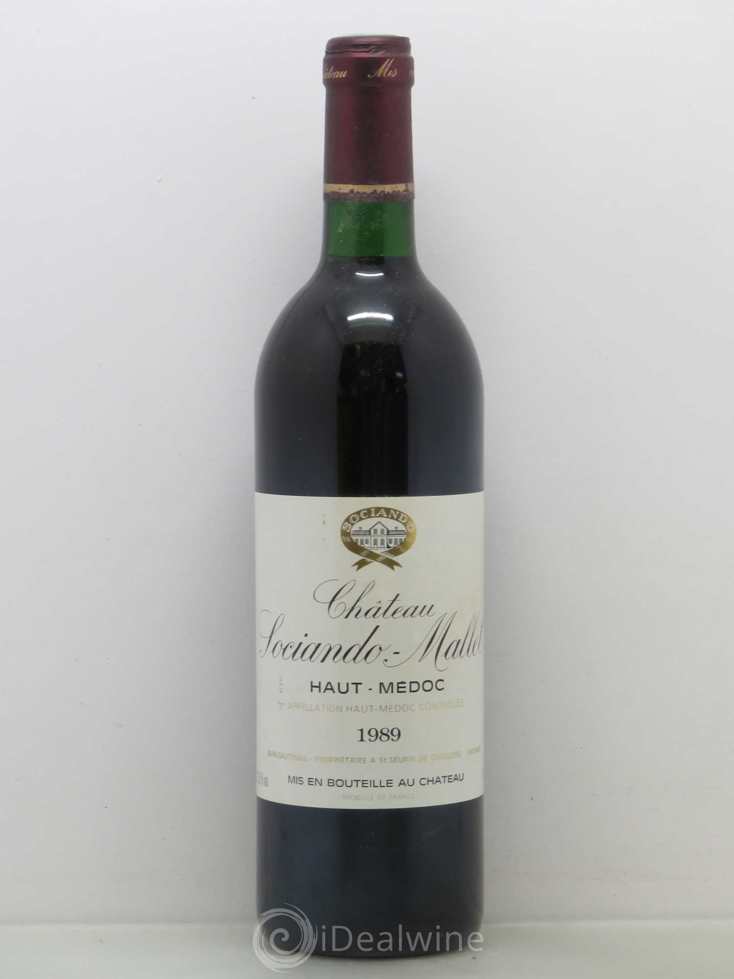 Château Sociando Mallet 1989 - Lot de 1 bouteille - 0