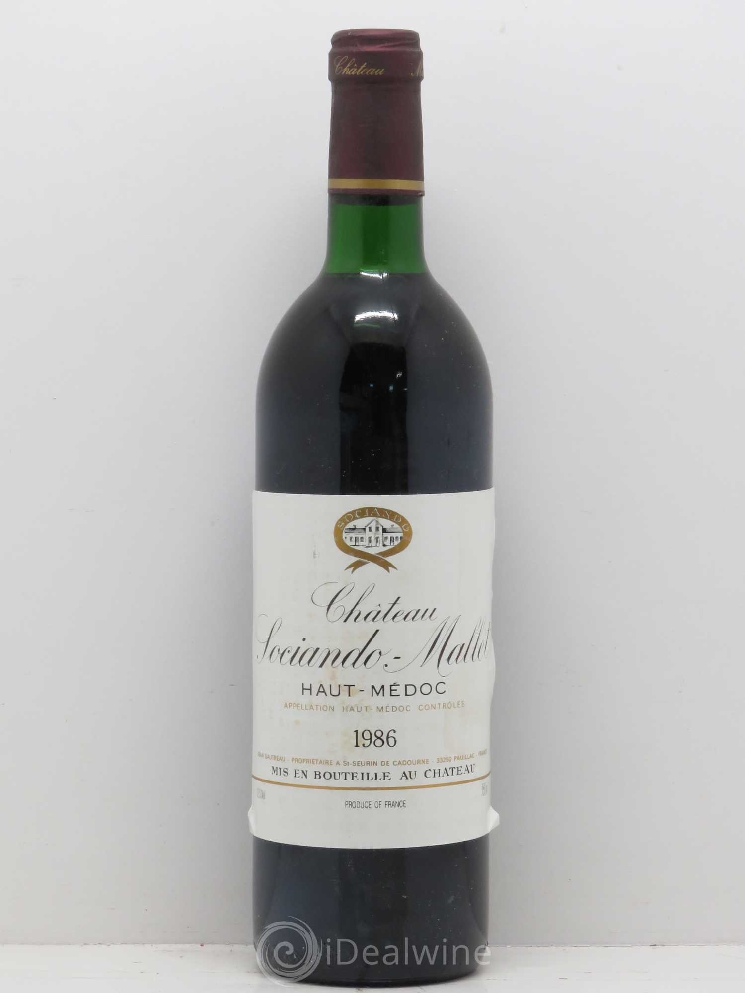 Château Sociando Mallet 1986 - Lot de 1 bouteille - 0