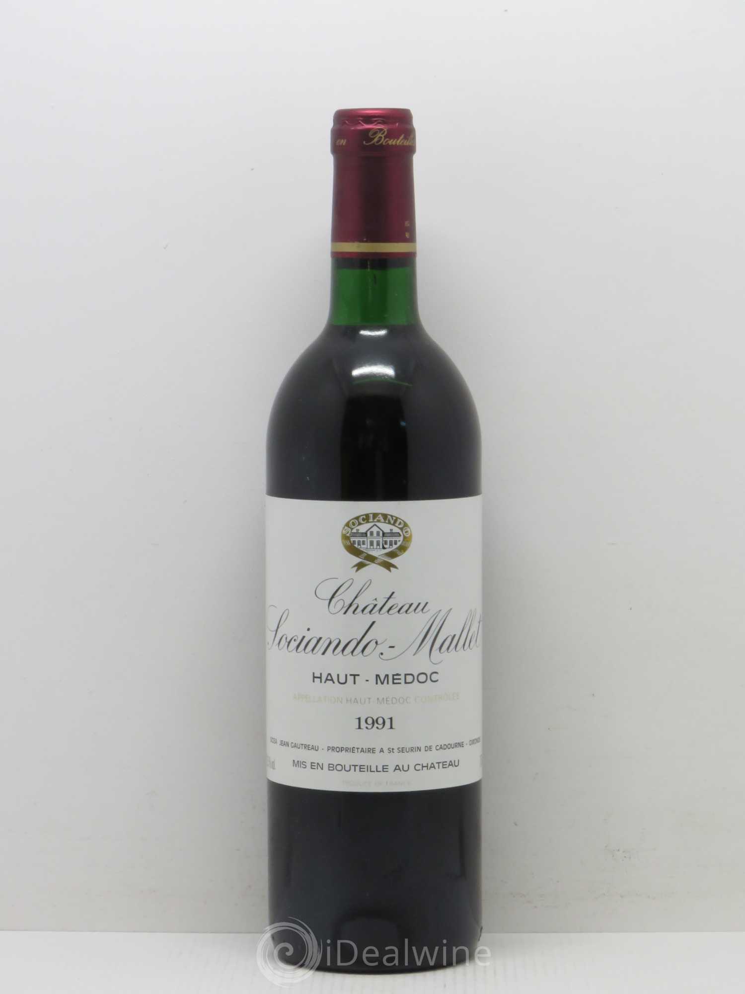 Château Sociando Mallet 1991 - Lot de 1 bouteille - 0