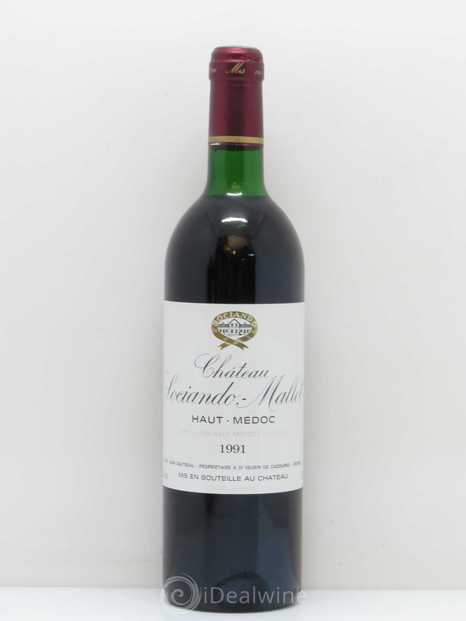 Château Sociando Mallet 1991 - Lot de 1 bouteille - 0