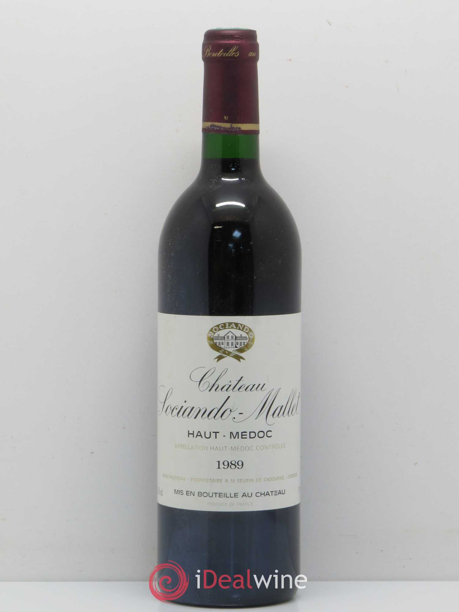 Château Sociando Mallet 1989 - Lot de 1 bouteille - 0