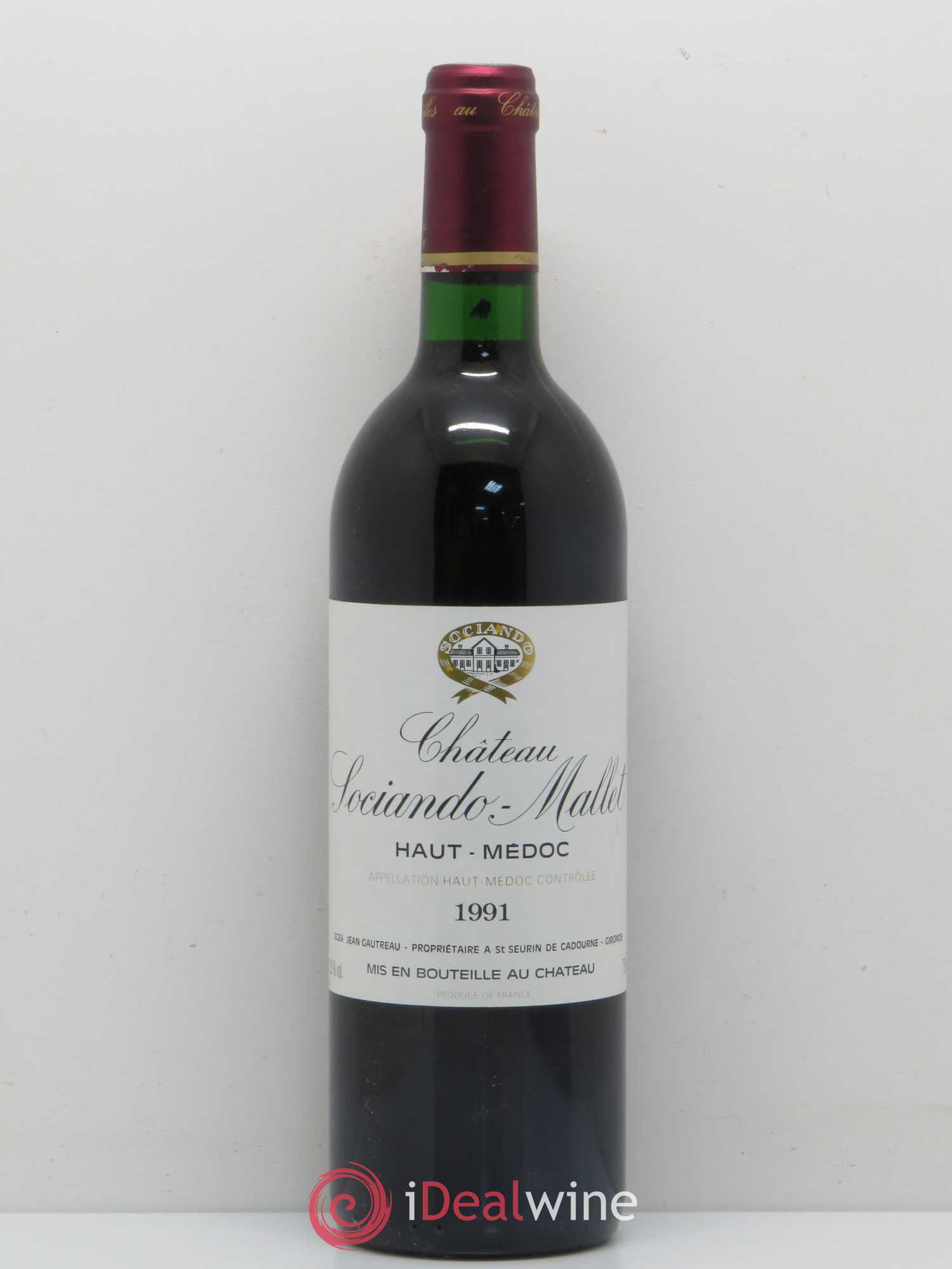 Château Sociando Mallet 1991 - Lot de 1 bouteille - 0