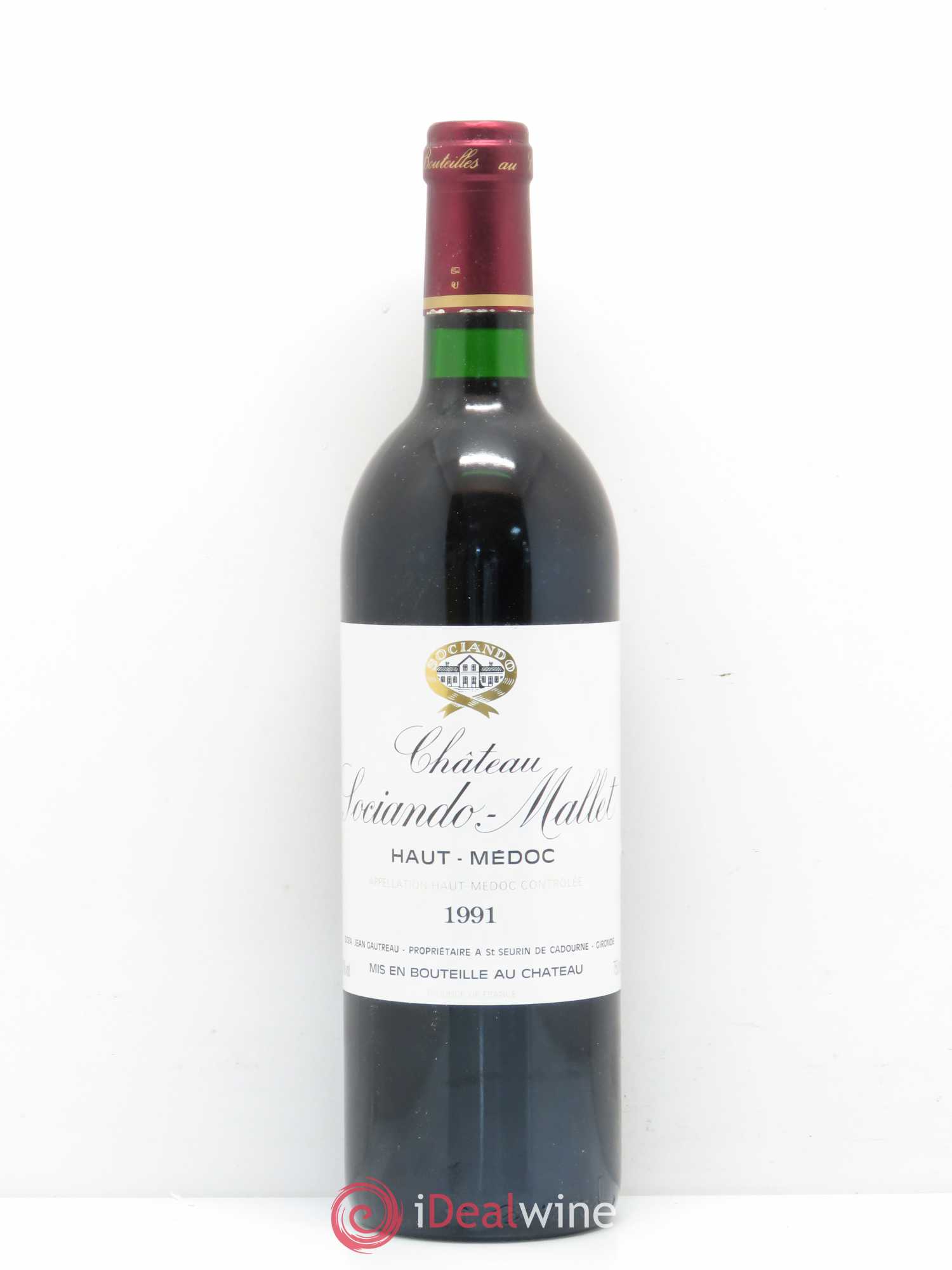 Château Sociando Mallet 1991 - Lot de 1 bouteille - 0