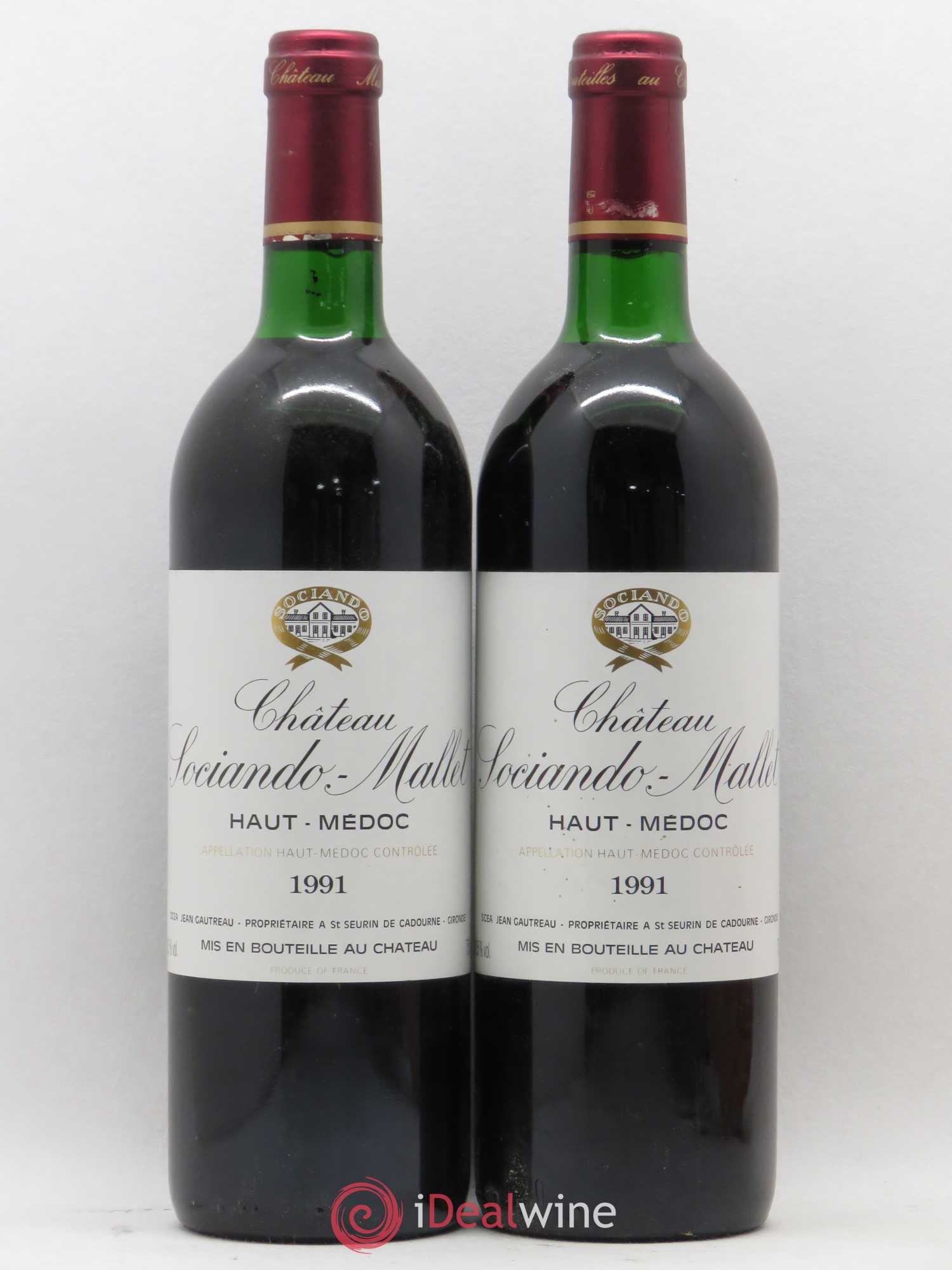 Château Sociando Mallet 1991 - Lot de 2 bouteilles - 0