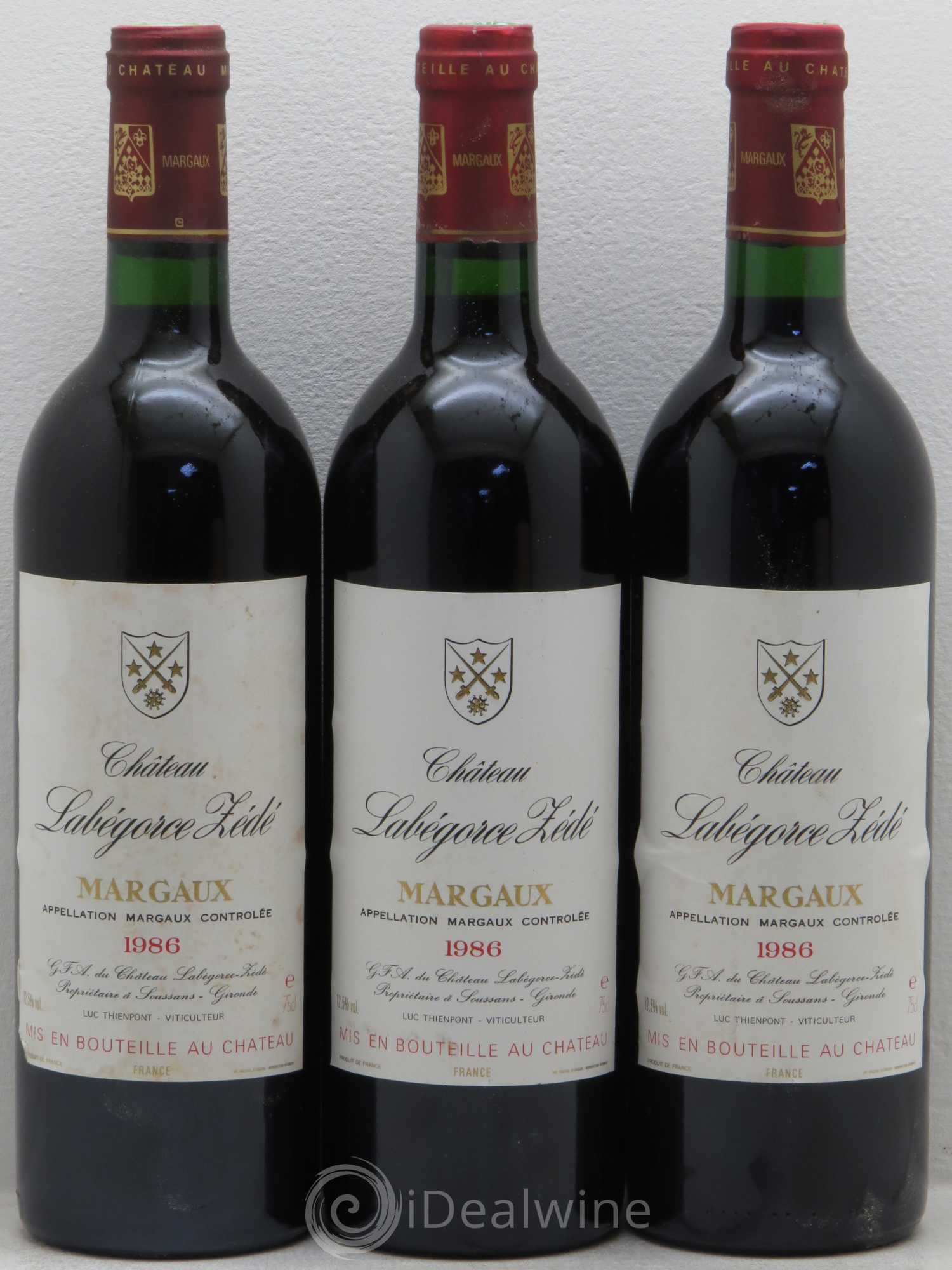 Château Labegorce Zédé Cru Bourgeois 1986 - Lot de 3 bouteilles - 0