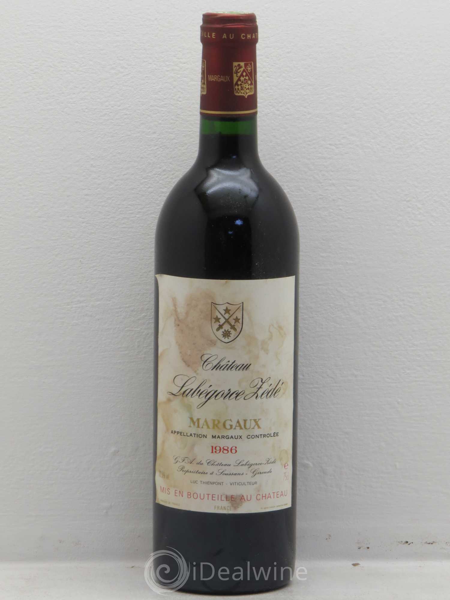 Château Labegorce Zédé Cru Bourgeois 1986 - Lot de 1 bouteille - 0