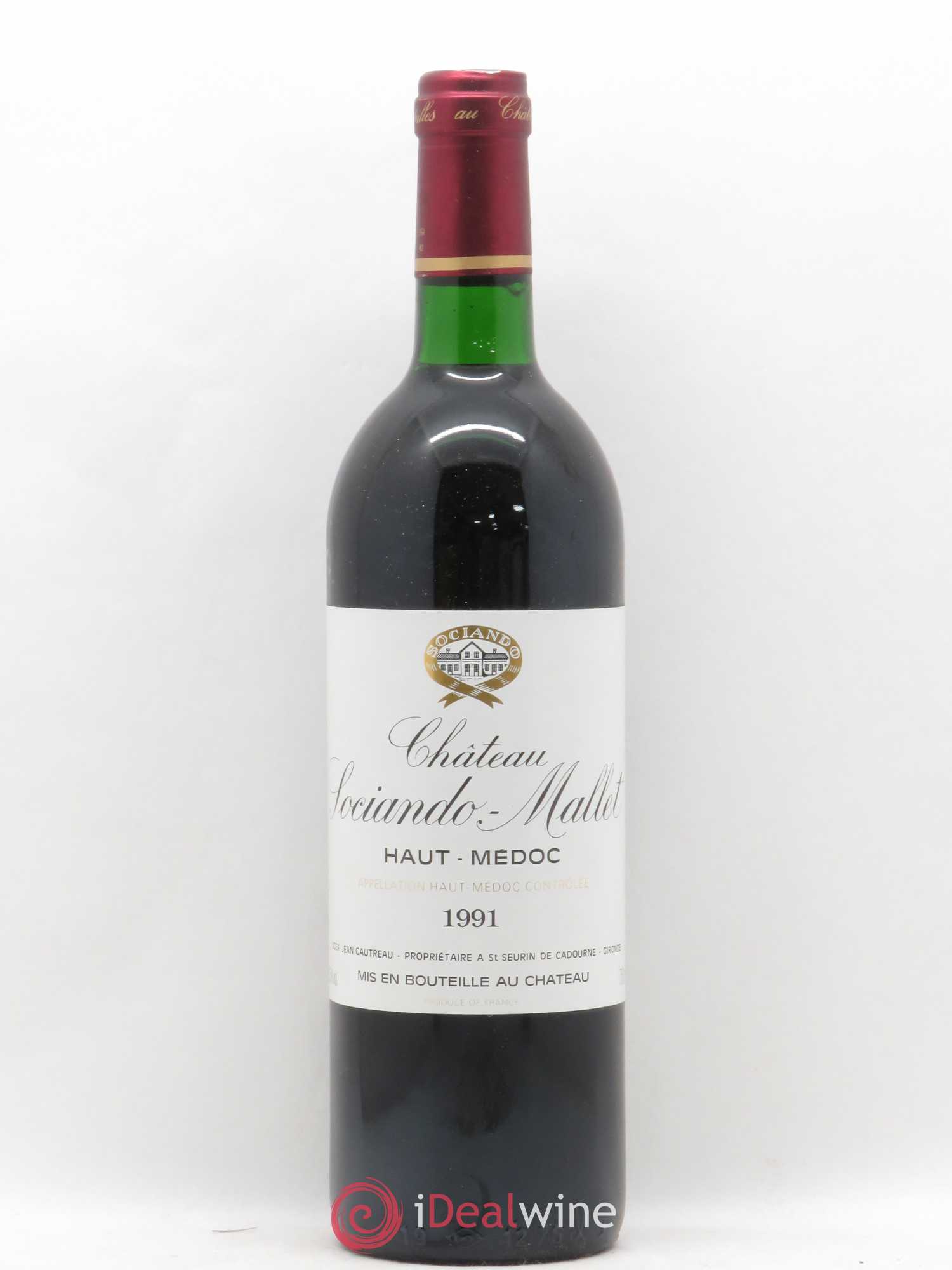 Château Sociando Mallet 1991 - Lot de 1 bouteille - 0