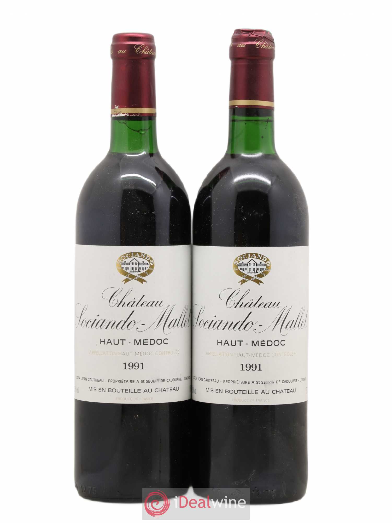 Château Sociando Mallet 1991 - Lot de 2 bouteilles - 0
