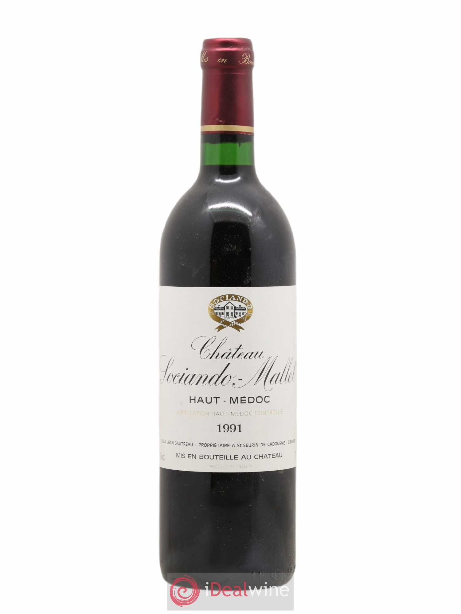 Château Sociando Mallet 1991 - Lot de 1 bouteille - 0