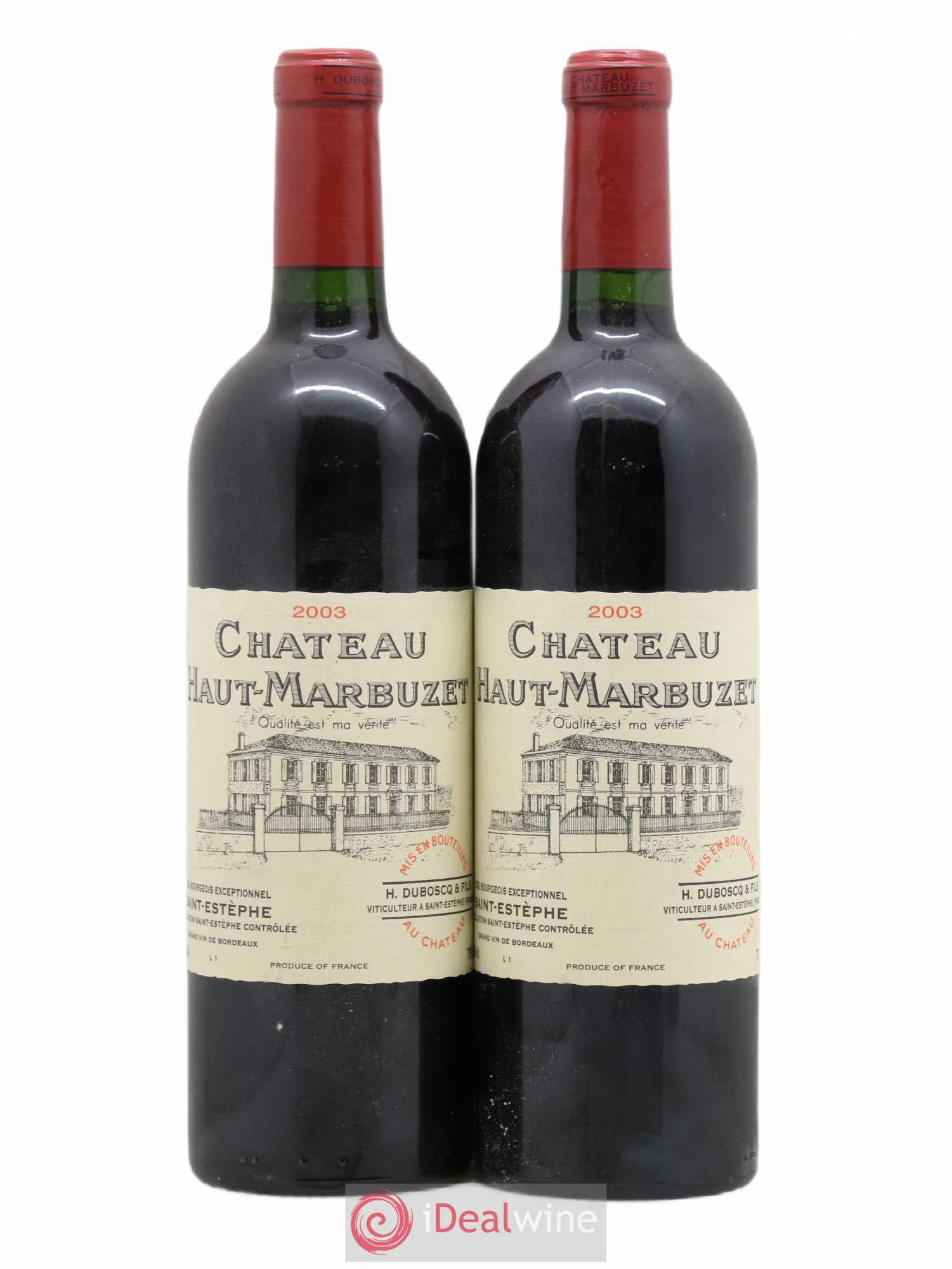 Château Haut Marbuzet 2003 - Lot de 2 bouteilles - 0