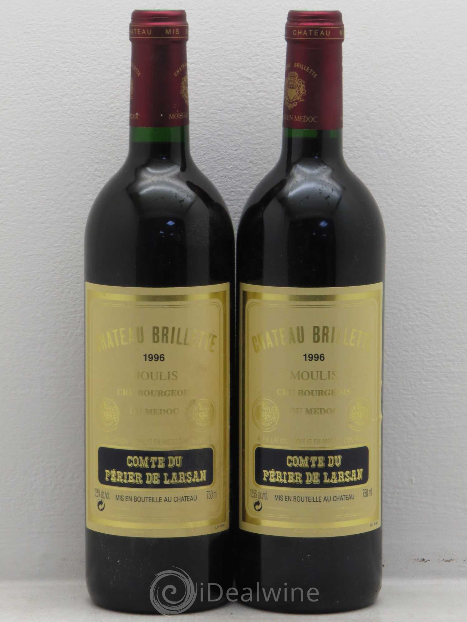 Château Brillette Cru Bourgeois 1996 - Lot de 2 bouteilles - 0