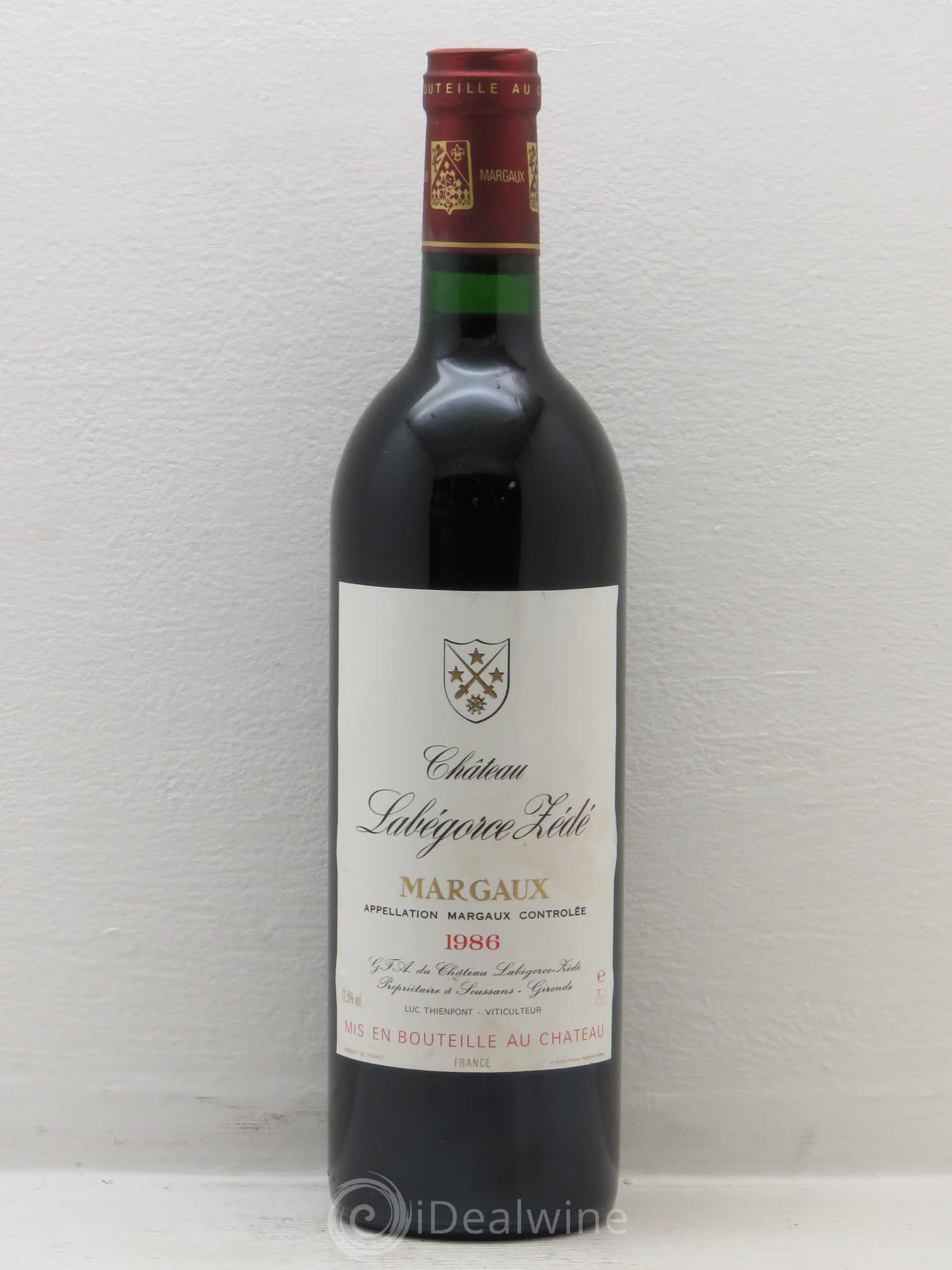Château Labegorce Zédé Cru Bourgeois 1986 - Lot de 1 bouteille - 0