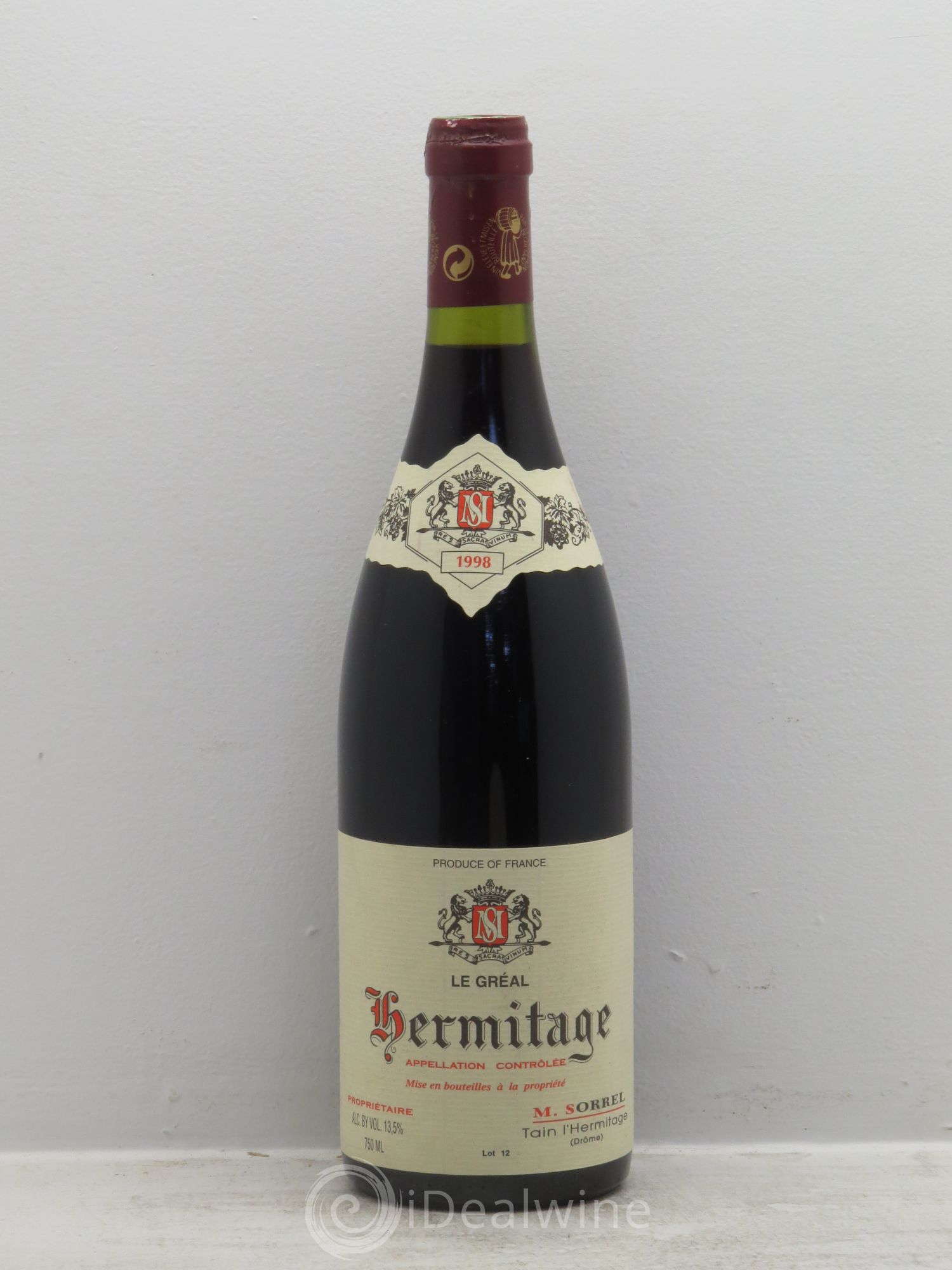Hermitage Le Gréal Marc Sorrel 1998 - Lot de 1 bouteille - 0
