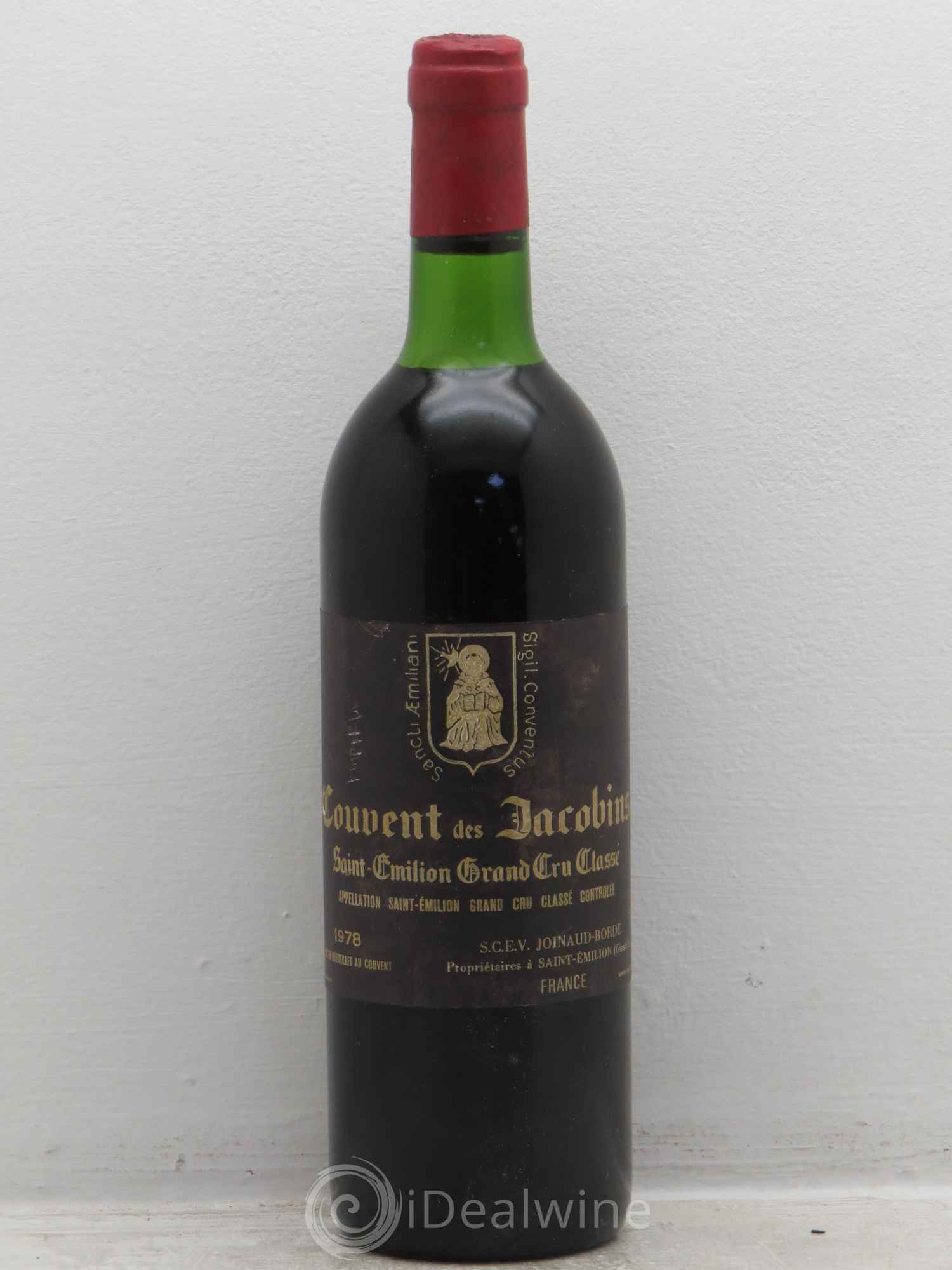 Château Couvent des Jacobins Grand Cru Classé 1978 - Lot de 1 bouteille - 0