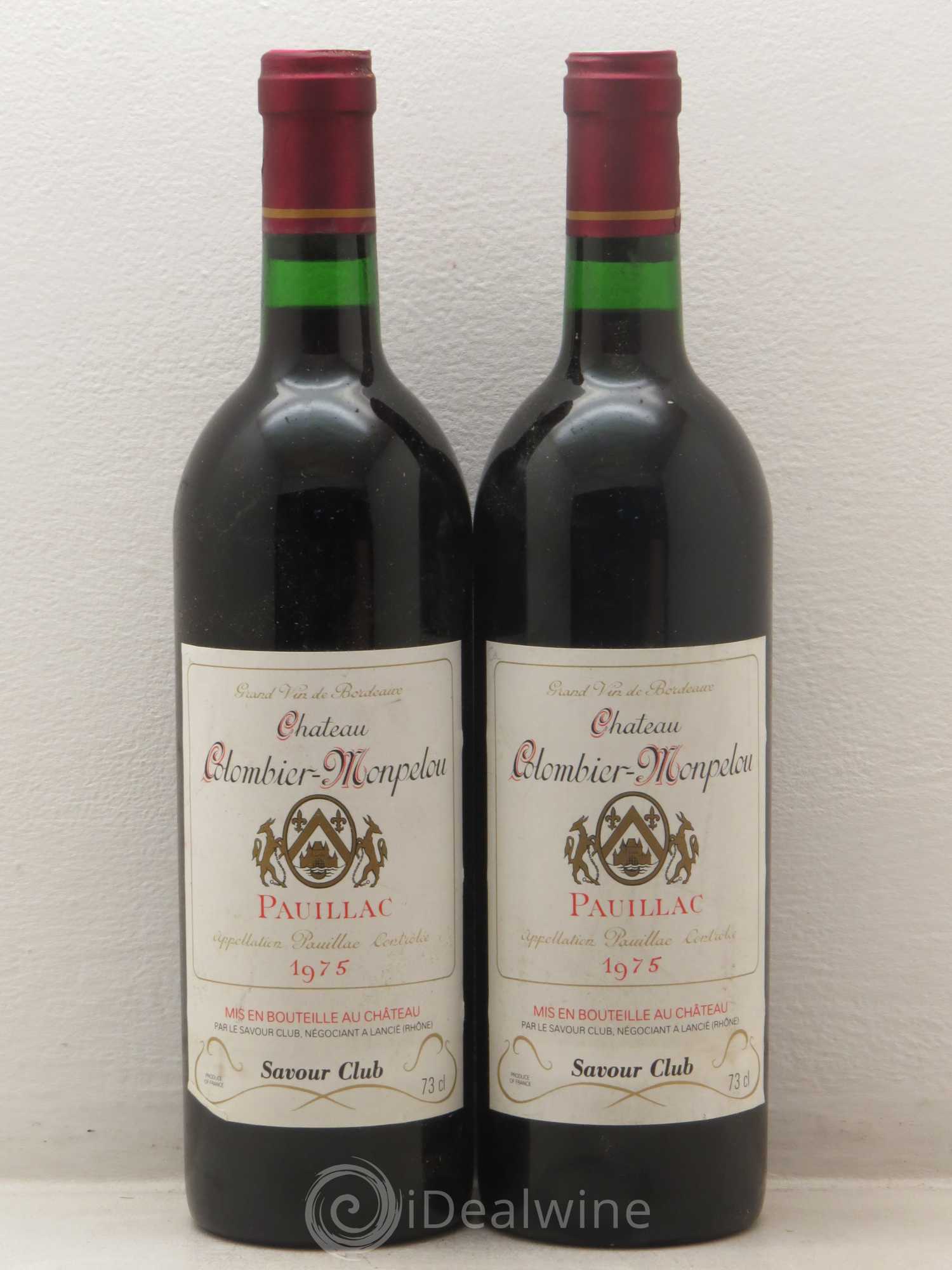 Château Colombier Monpelou Cru Bourgeois Savour club 1975 - Lot de 2 bouteilles - 0