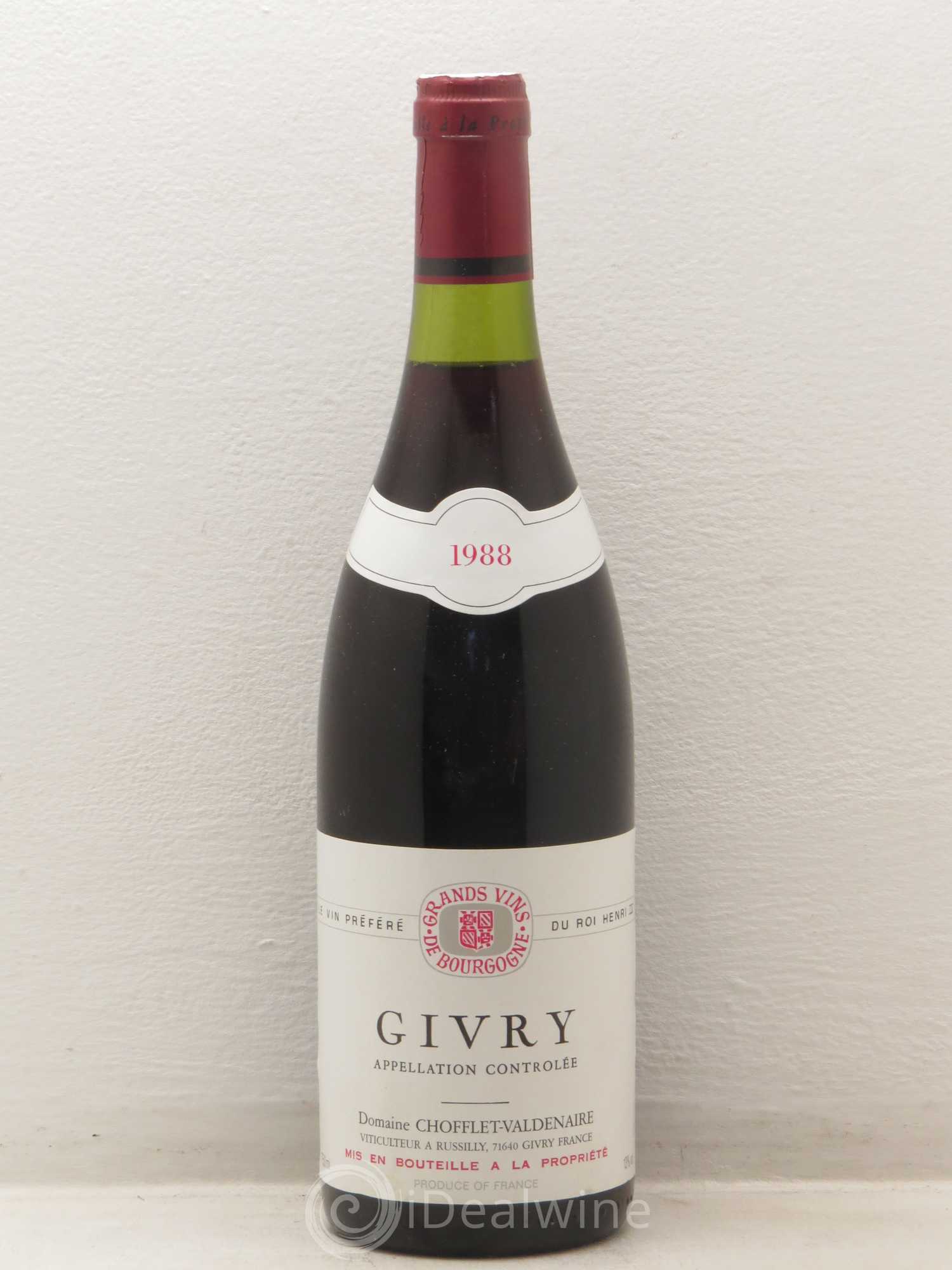 Givry Domaine Chofflet valdenaire 1988 - Posten von 1 Flasche - 0