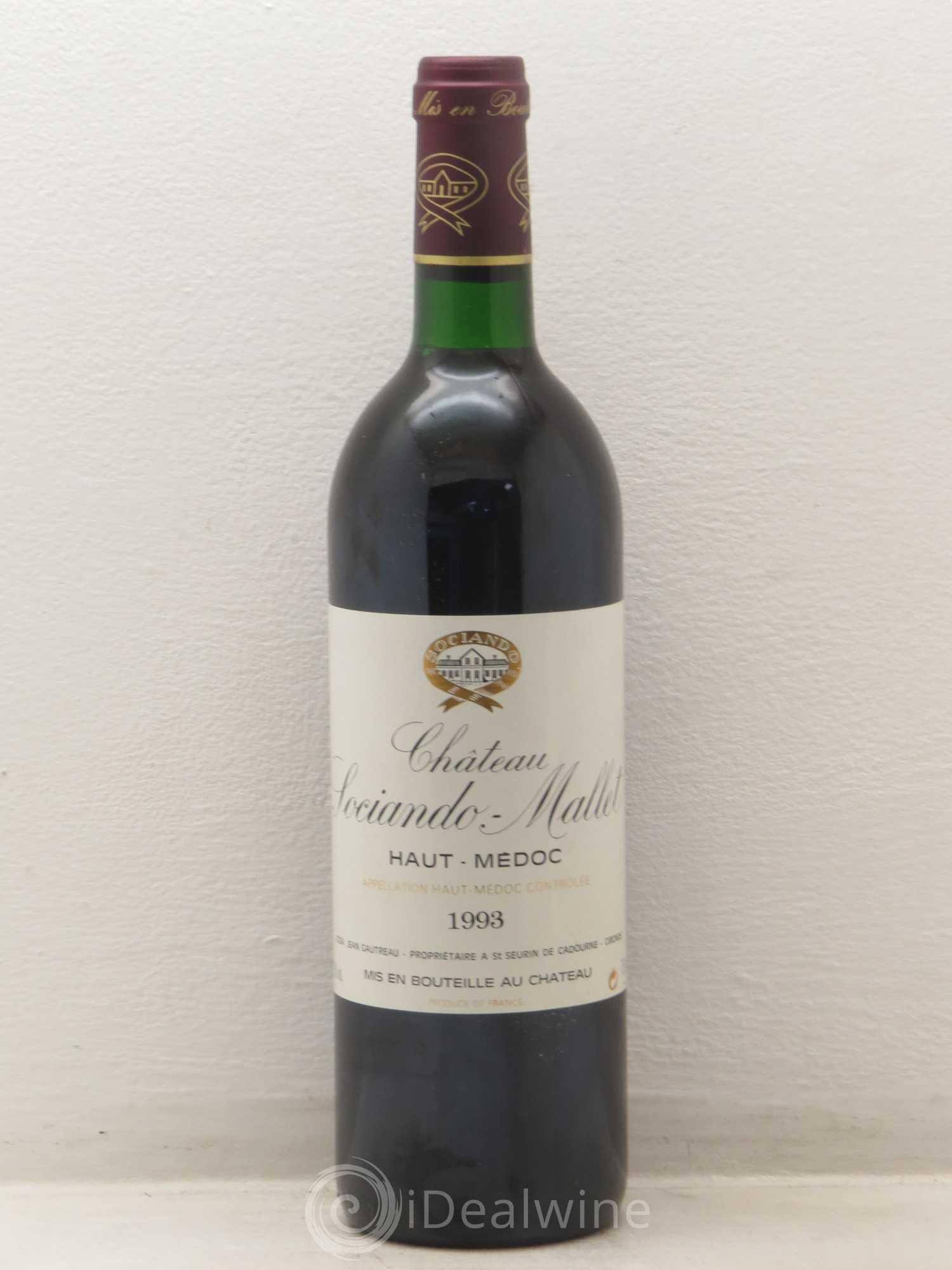 Château Sociando Mallet 1993 - Lot de 1 bouteille - 0
