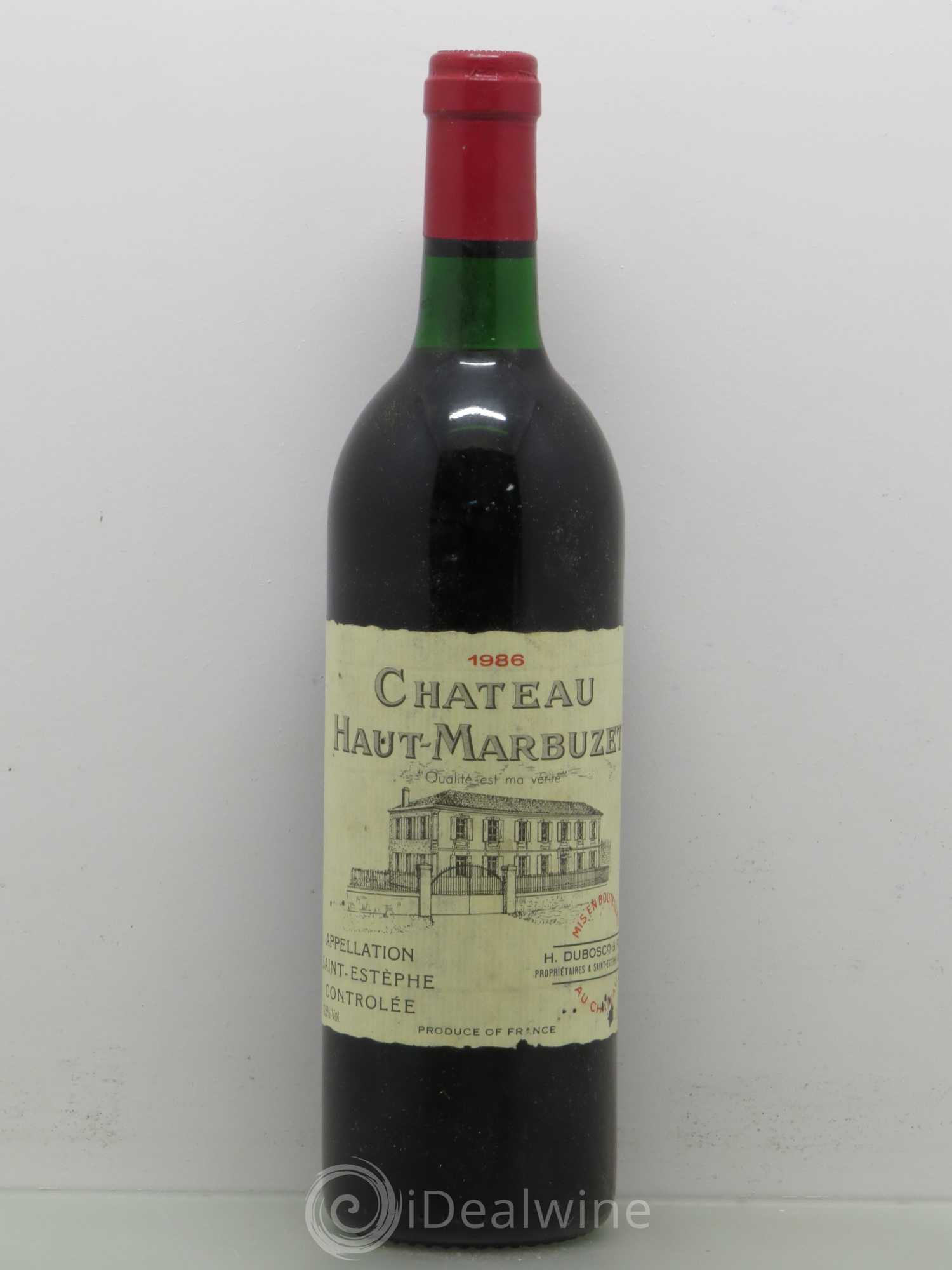 Château Haut Marbuzet 1986 - Lot de 1 bouteille - 0