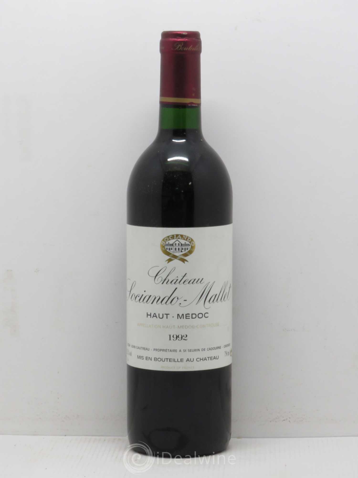 Château Sociando Mallet 1992 - Lot de 1 bouteille - 0