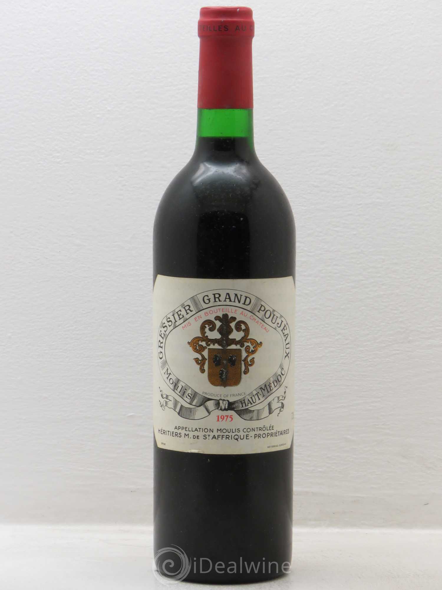 Château Gressier Grand Poujeaux Cru Bourgeois 1975 - Lot de 1 bouteille - 0