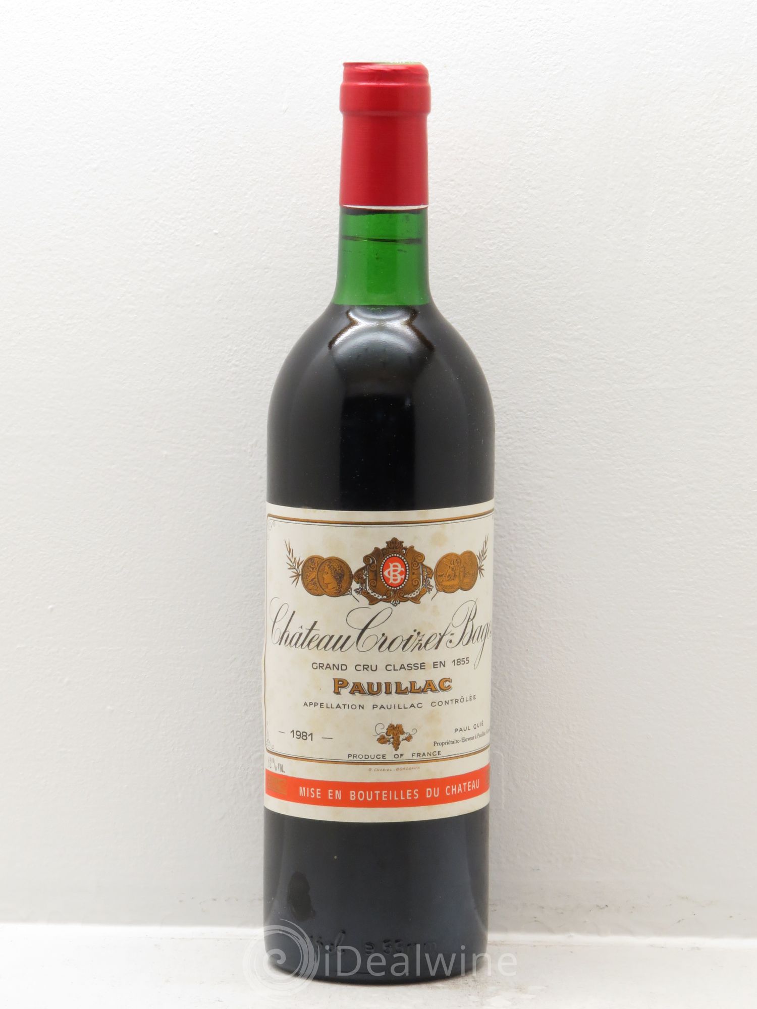 Château Croizet Bages 5ème Grand Cru Classé 1981 - Lot de 1 bouteille - 0