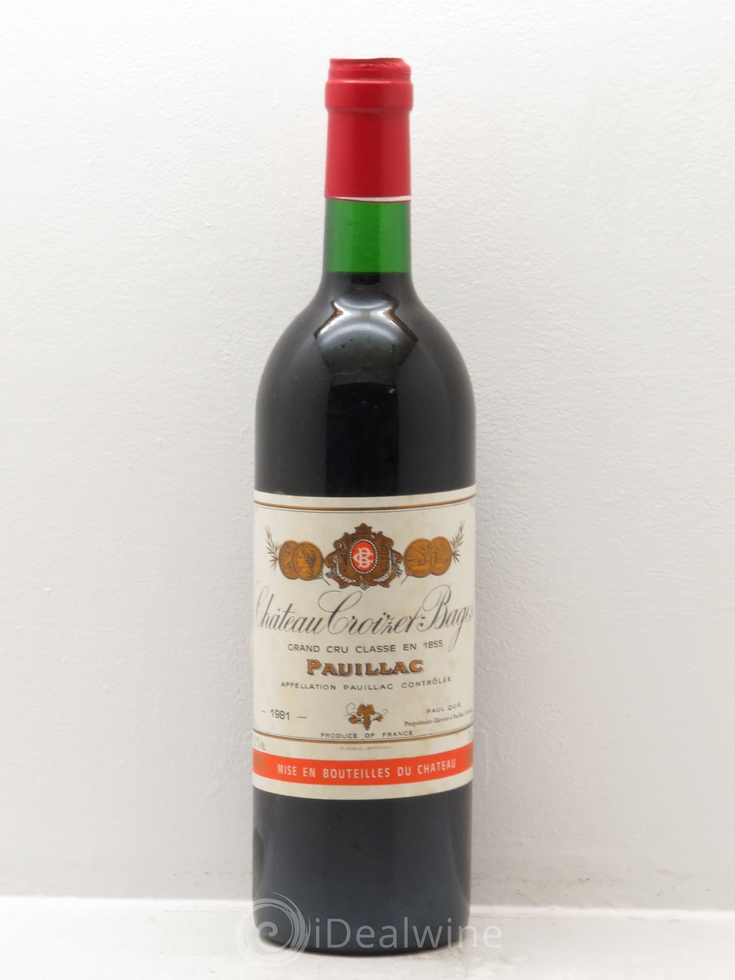 Château Croizet Bages 5ème Grand Cru Classé 1981 - Lot de 1 bouteille - 0