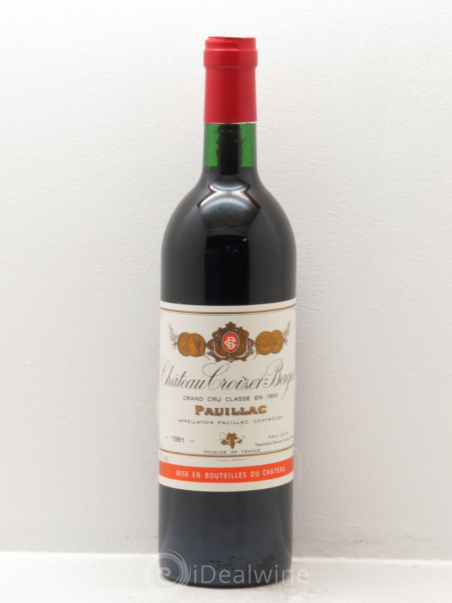 Château Croizet Bages 5ème Grand Cru Classé 1981 - Lot de 1 bouteille - 0