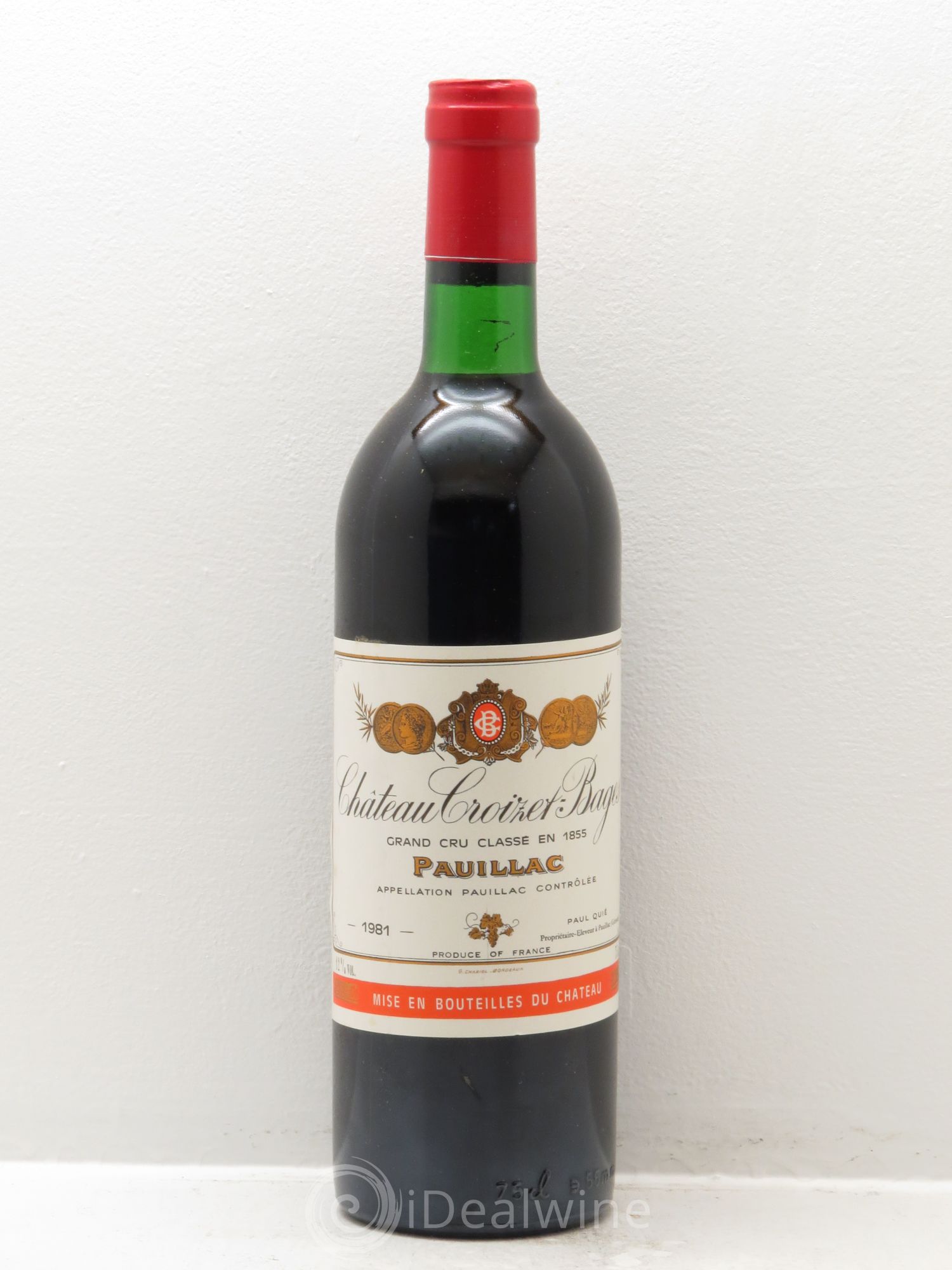 Château Croizet Bages 5ème Grand Cru Classé 1981 - Lot de 1 bouteille - 0