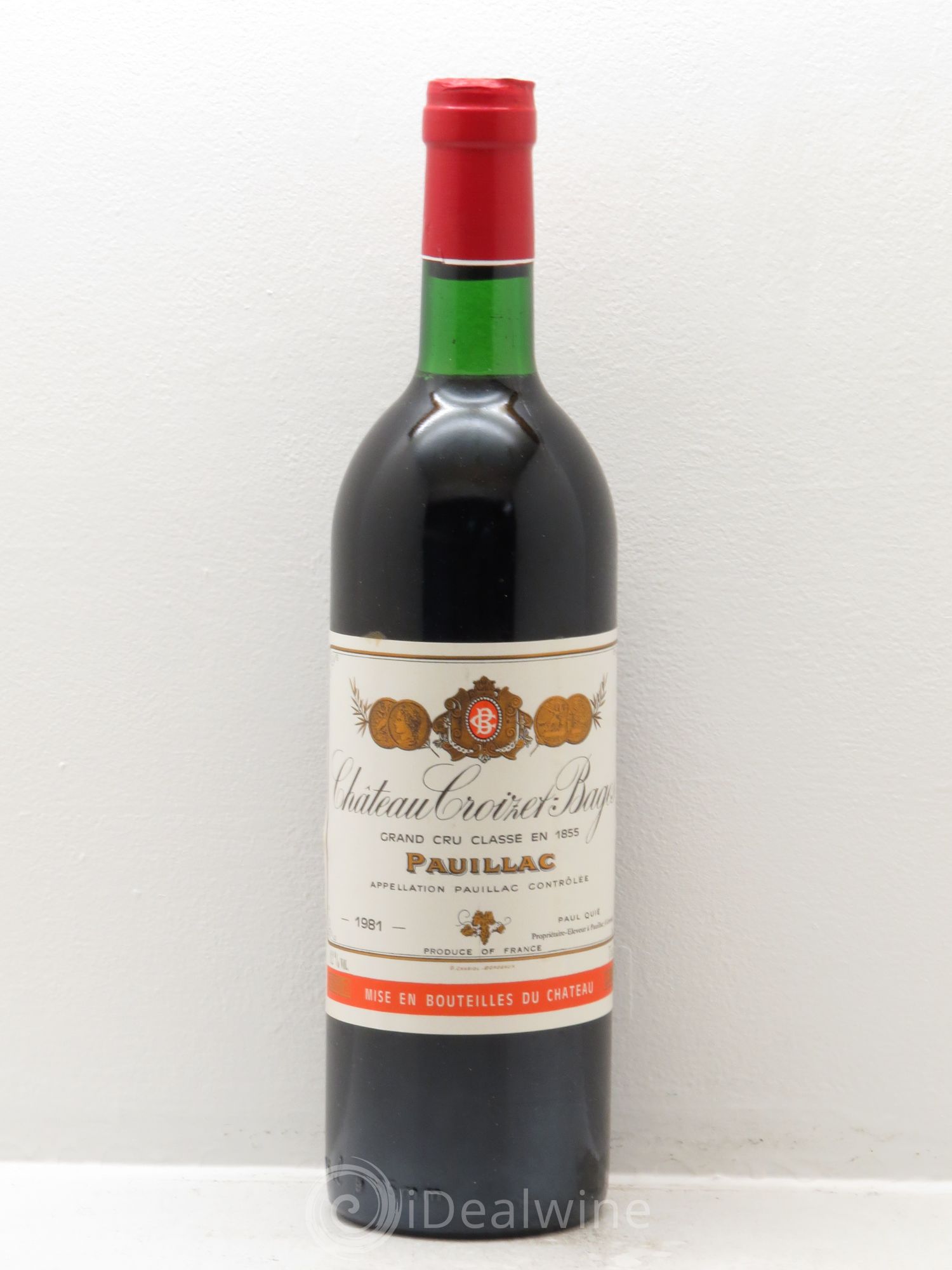 Château Croizet Bages 5ème Grand Cru Classé 1981 - Lot de 1 bouteille - 0
