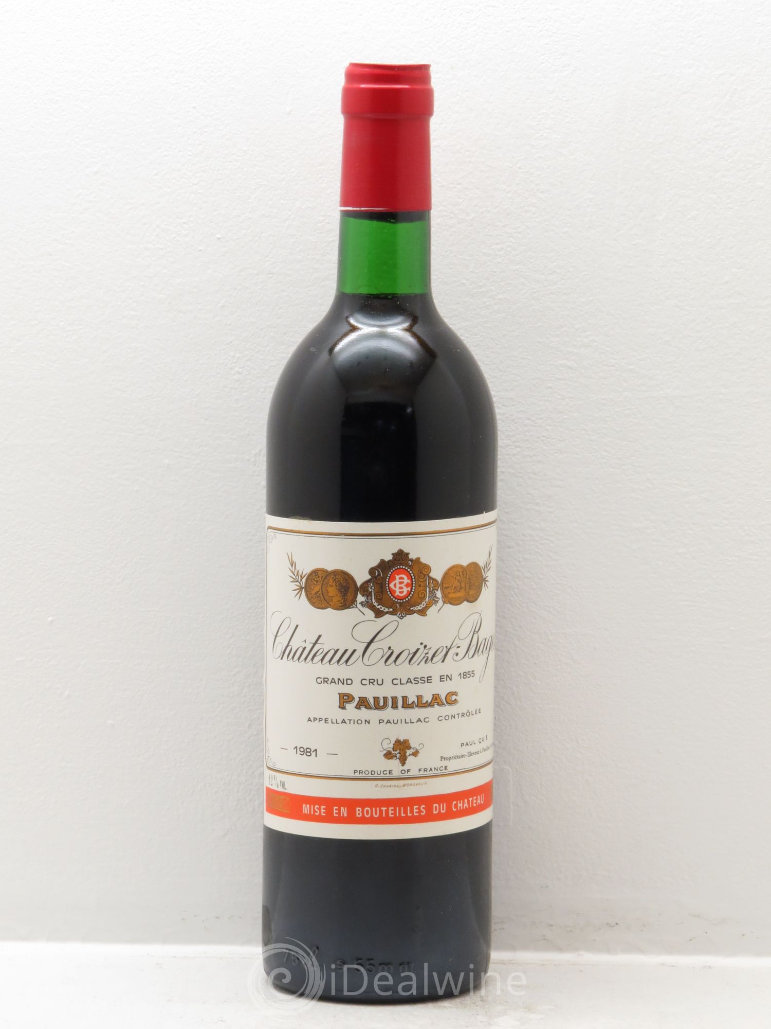 Château Croizet Bages 5ème Grand Cru Classé 1981 - Lot de 1 bouteille - 0