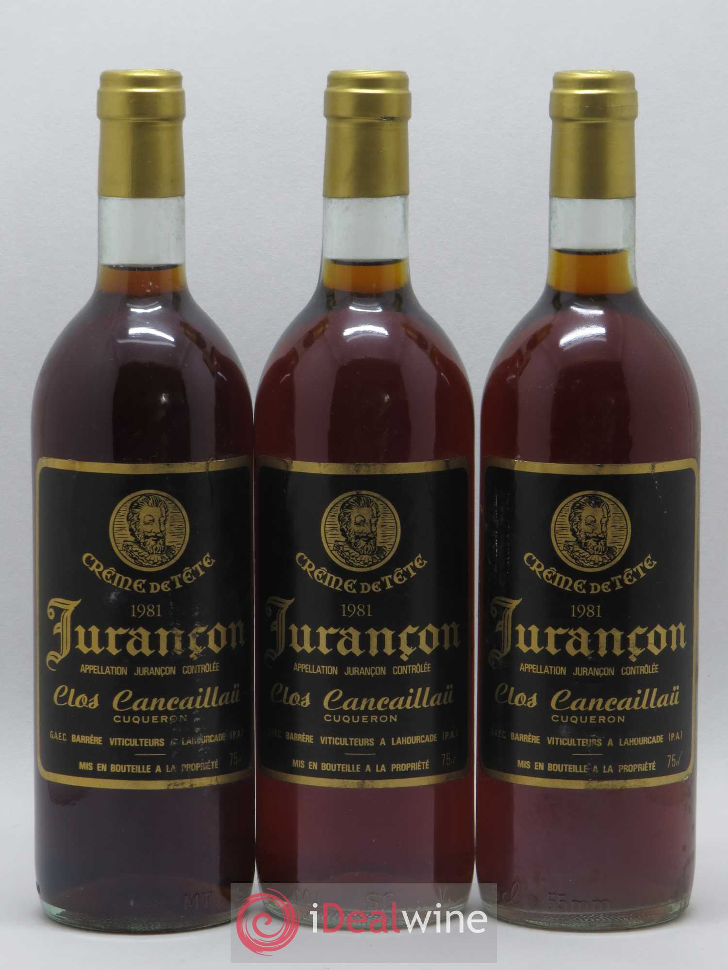 Jurançon Clos Cancaillau Crème de Tête (sans prix de reserve) 1981 - Posten von 3 Flaschen - 0