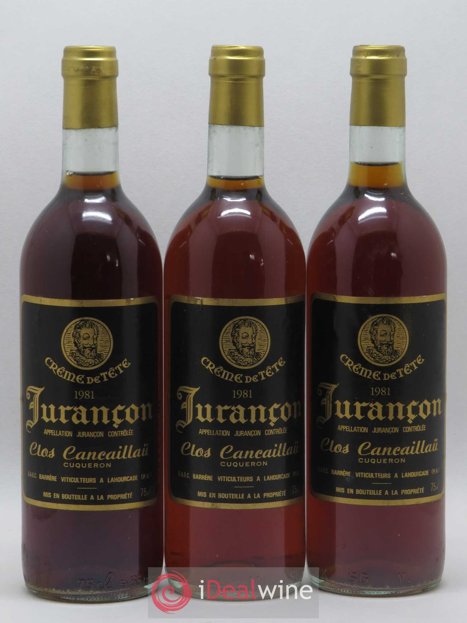 Jurançon Clos Cancaillau Crème de Tête (sans prix de reserve) 1981 - Lotto di 3 bottiglie - 0