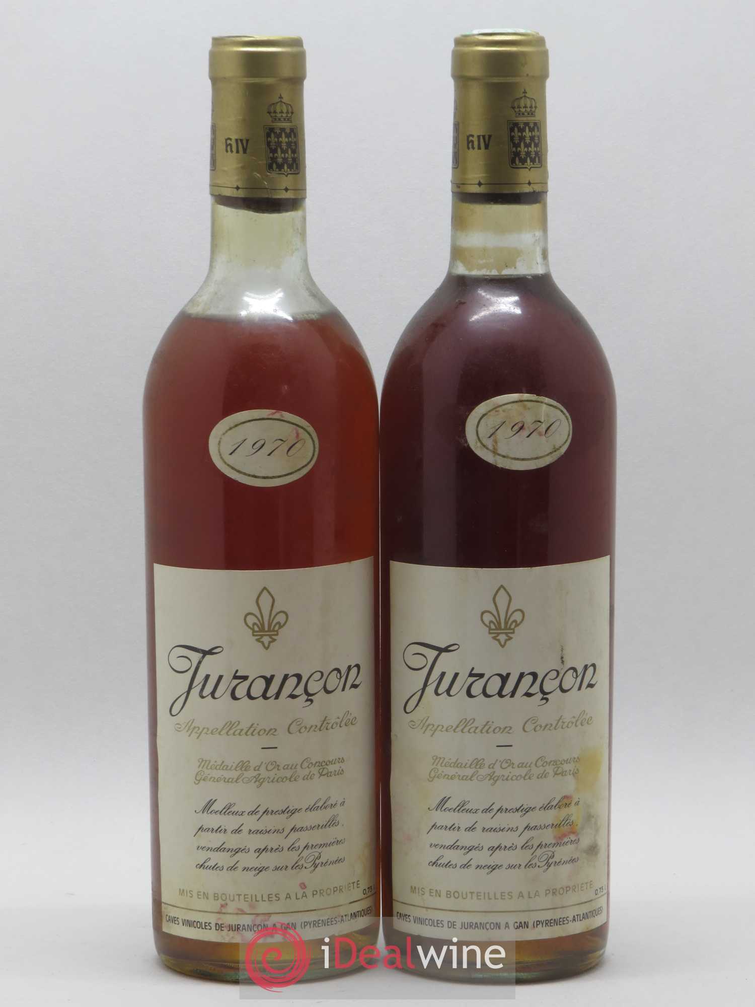 Jurançon Prestige Séléction de grains nobles Caves Gan 1970 - Posten von 2 Flaschen - 0