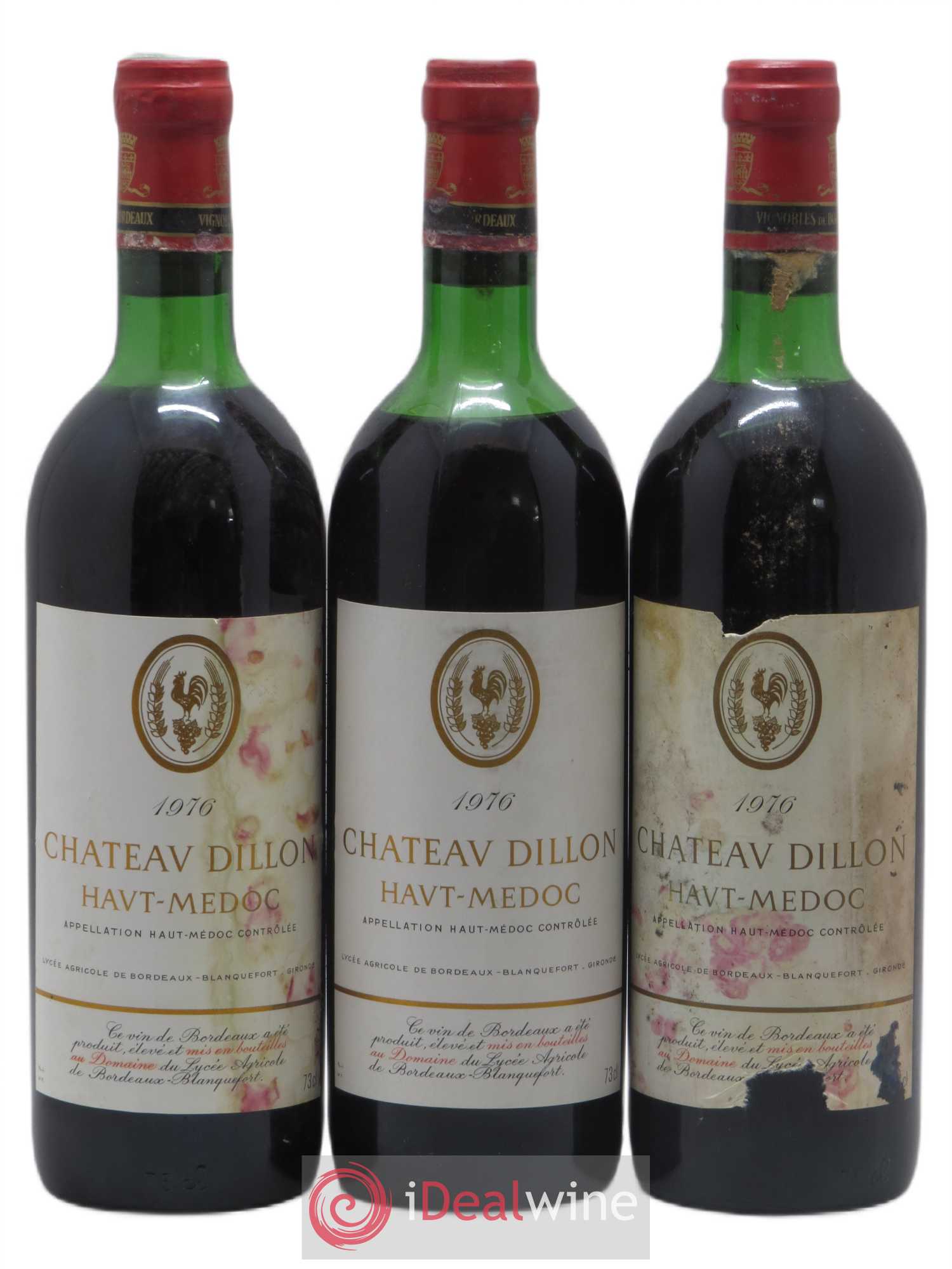 Château Dillon Cru Bourgeois 1976 - Lot de 3 bouteilles - 0