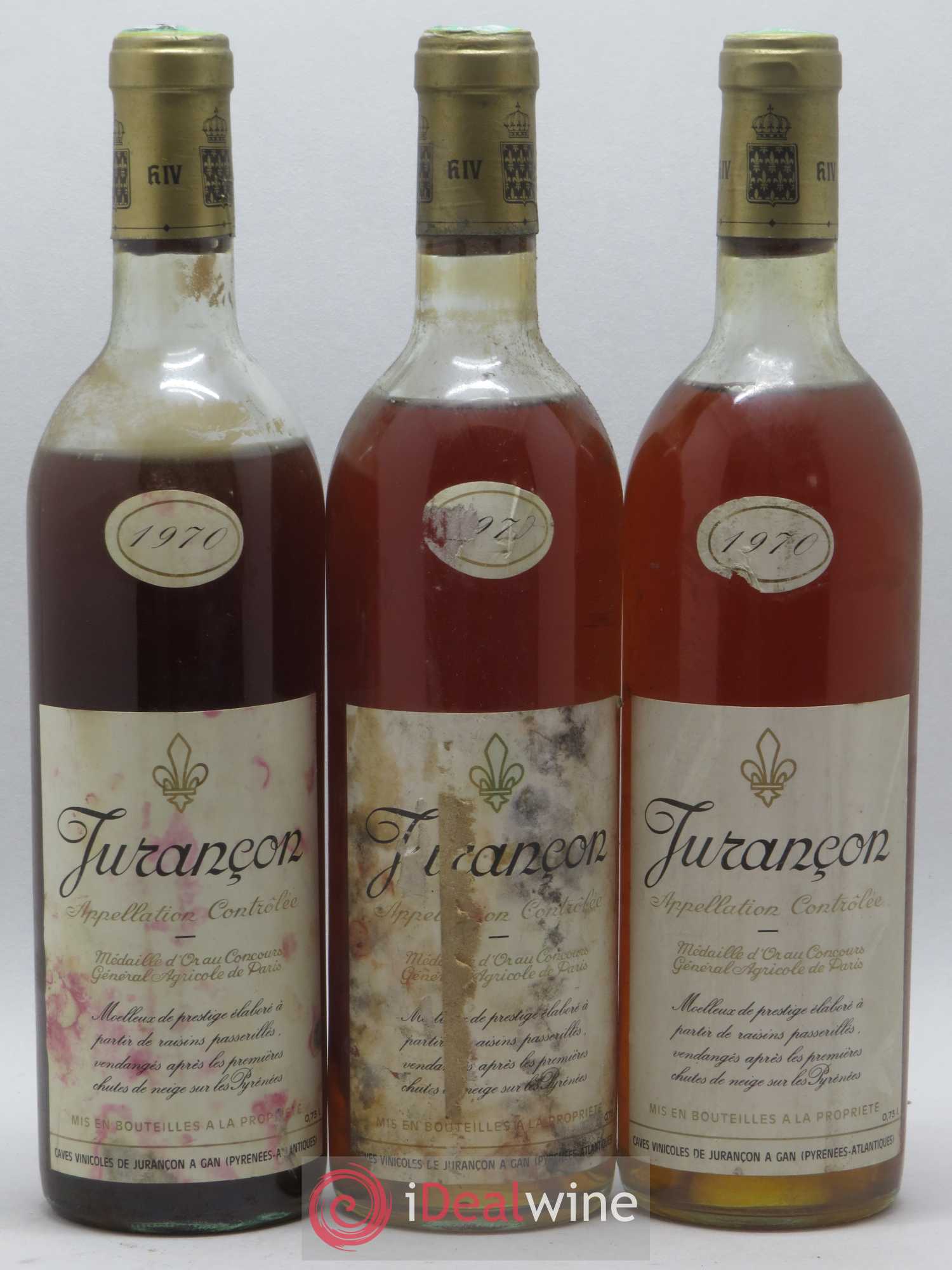 Jurançon Prestige Séléction de grains nobles Caves Gan 1970 - Lotto di 3 bottiglie - 0