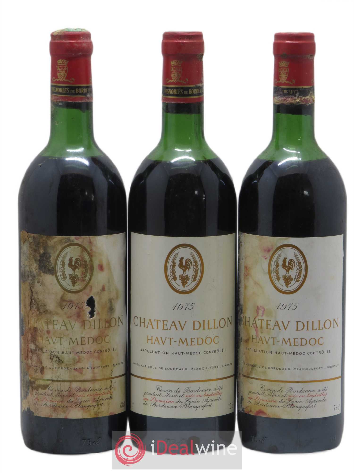 Château Dillon Cru Bourgeois 1975 - Lot de 3 bouteilles - 0