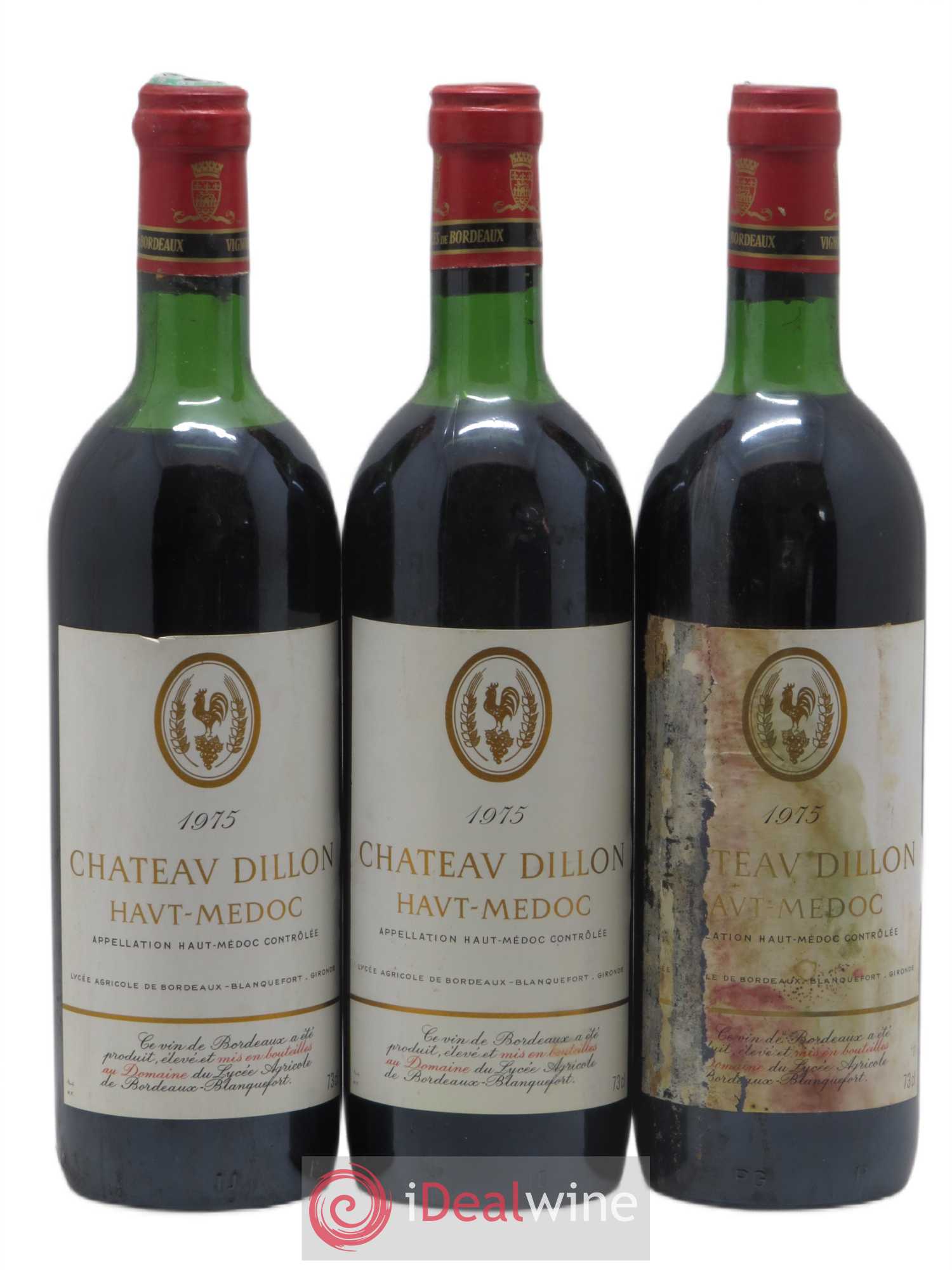 Château Dillon Cru Bourgeois 1975 - Lot de 3 bouteilles - 0