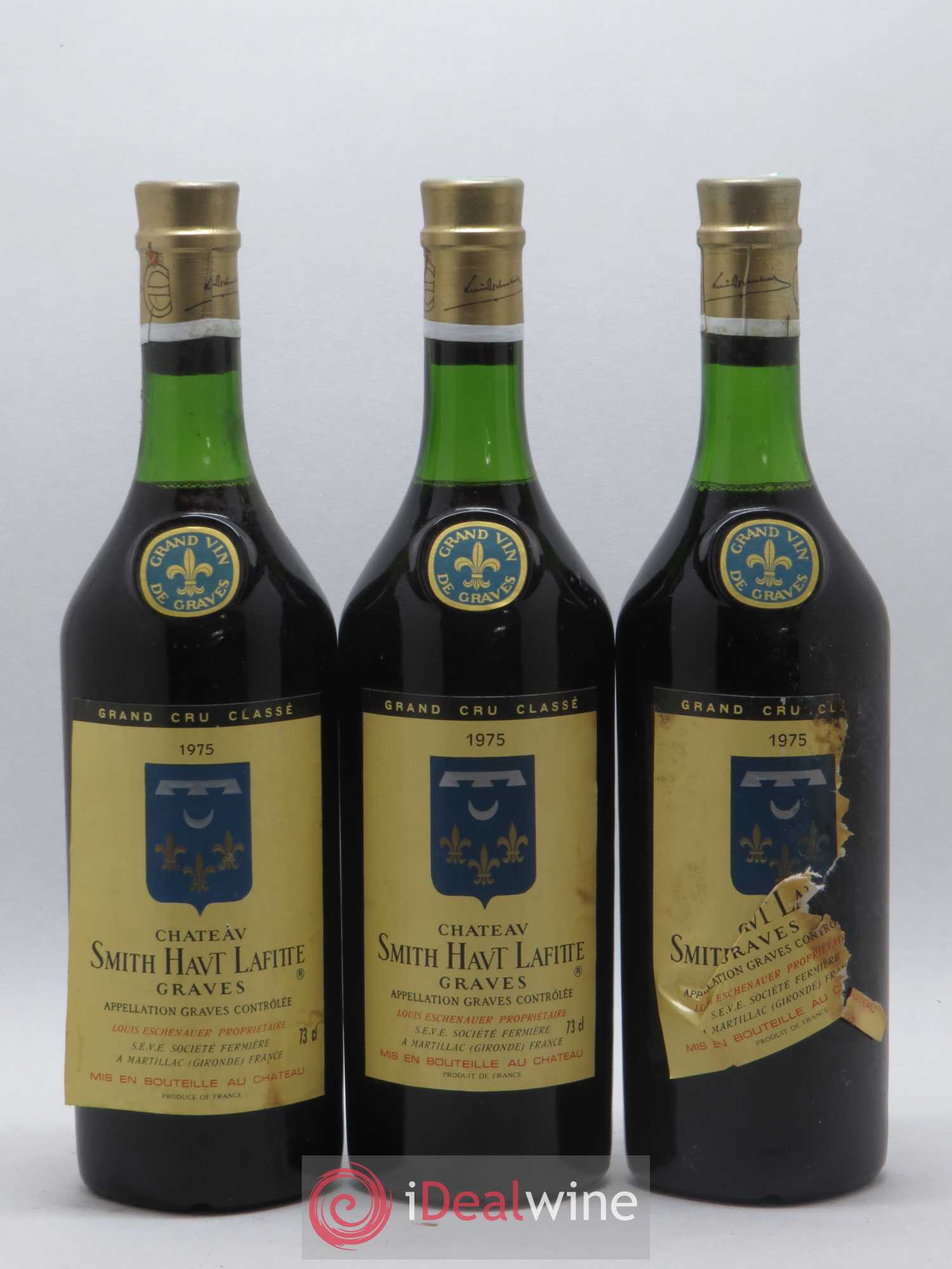 Château Smith Haut Lafitte Cru Classé de Graves 1975 - Lot de 3 bouteilles - 0