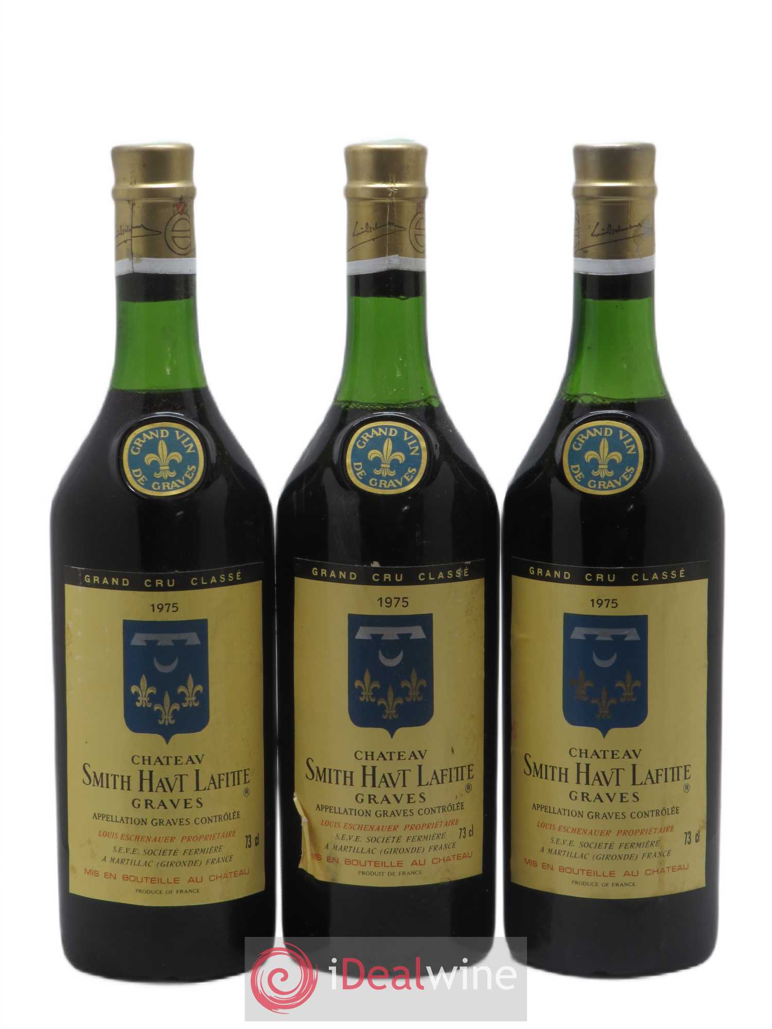 Château Smith Haut Lafitte Cru Classé de Graves 1975 - Lot de 3 bouteilles - 0