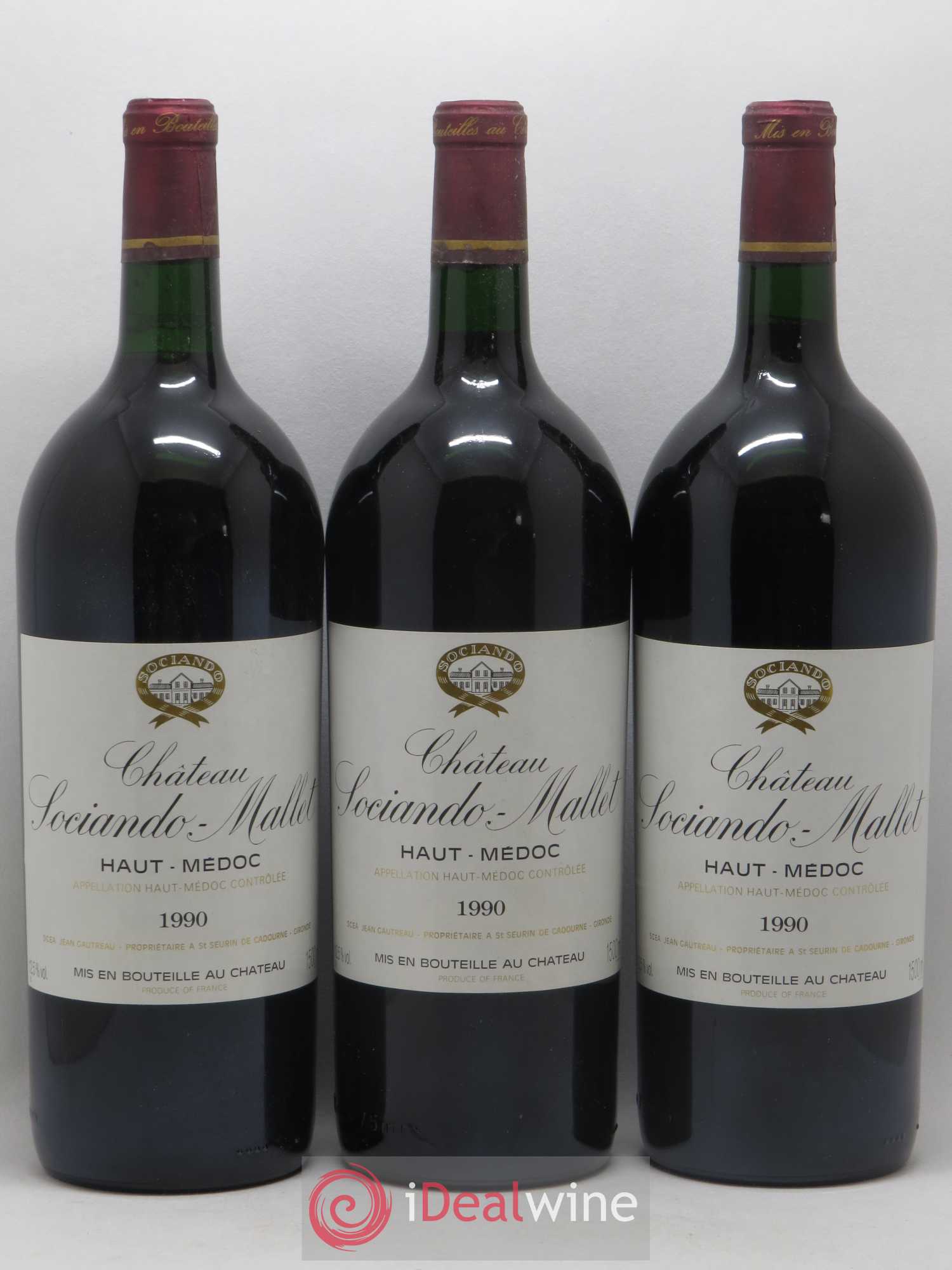 Château Sociando Mallet 1990 - Lot de 3 magnums - 0