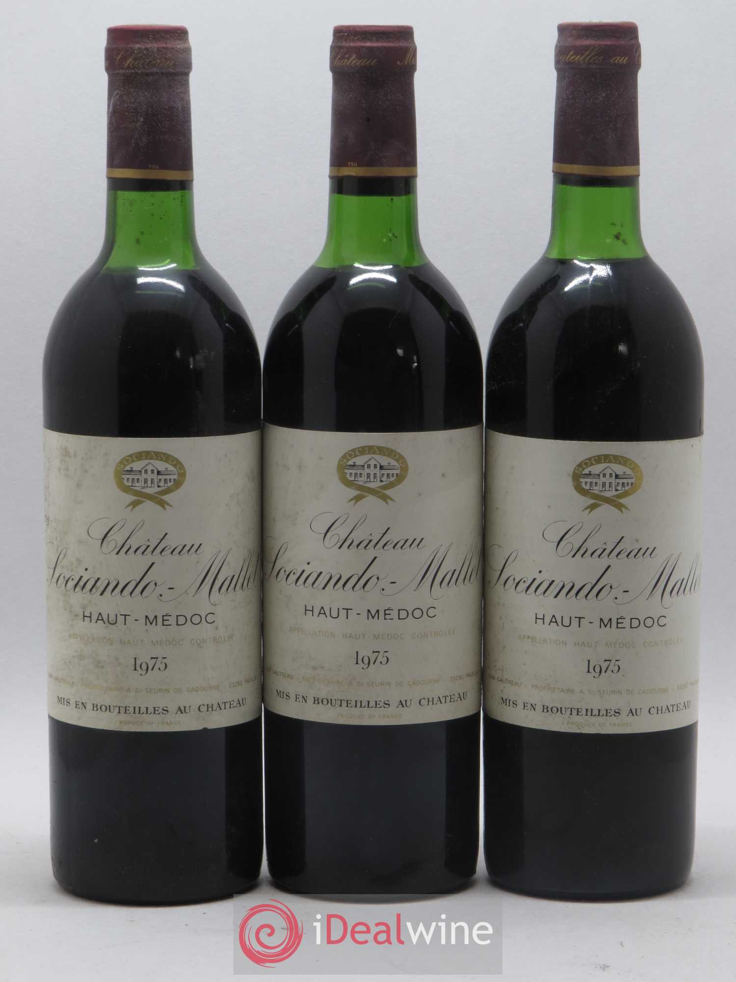 Château Sociando Mallet 1975 - Lot de 12 bouteilles - 1