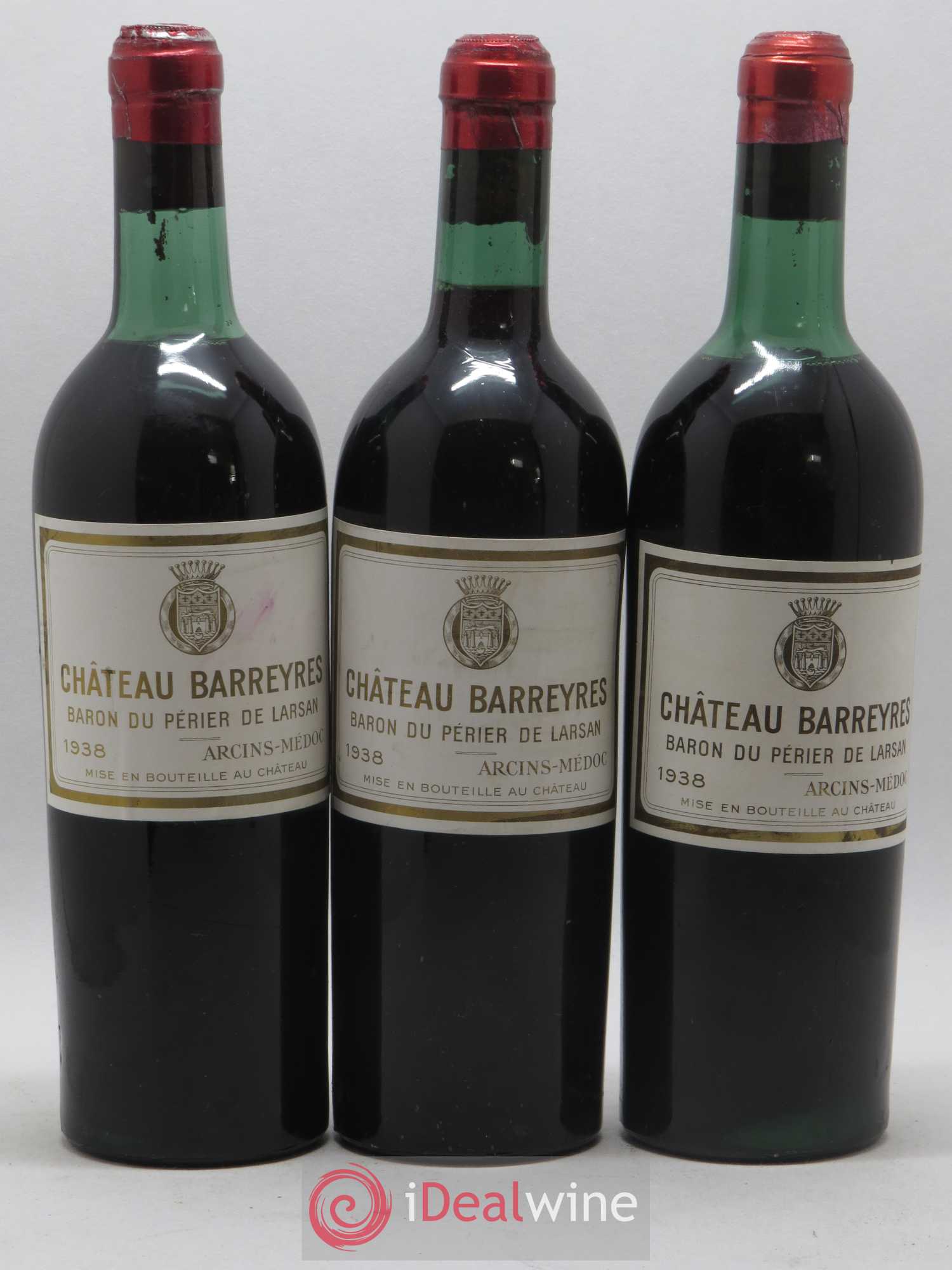 Château Barreyres Cru Bourgeois 1938 - Lot de 3 bouteilles - 0
