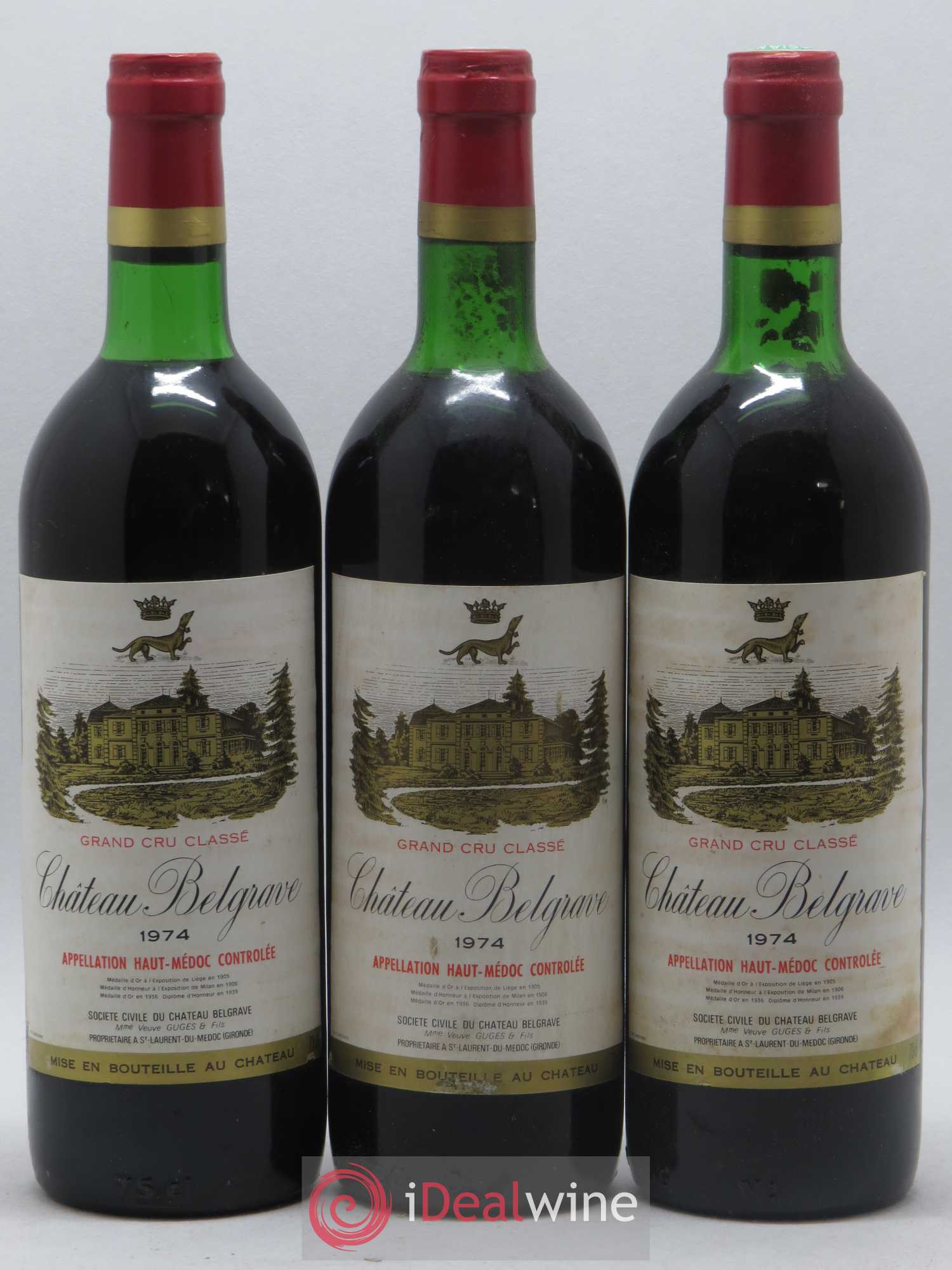 Château Belgrave 5ème Grand Cru Classé 1974 - Lot de 12 bouteilles - 1