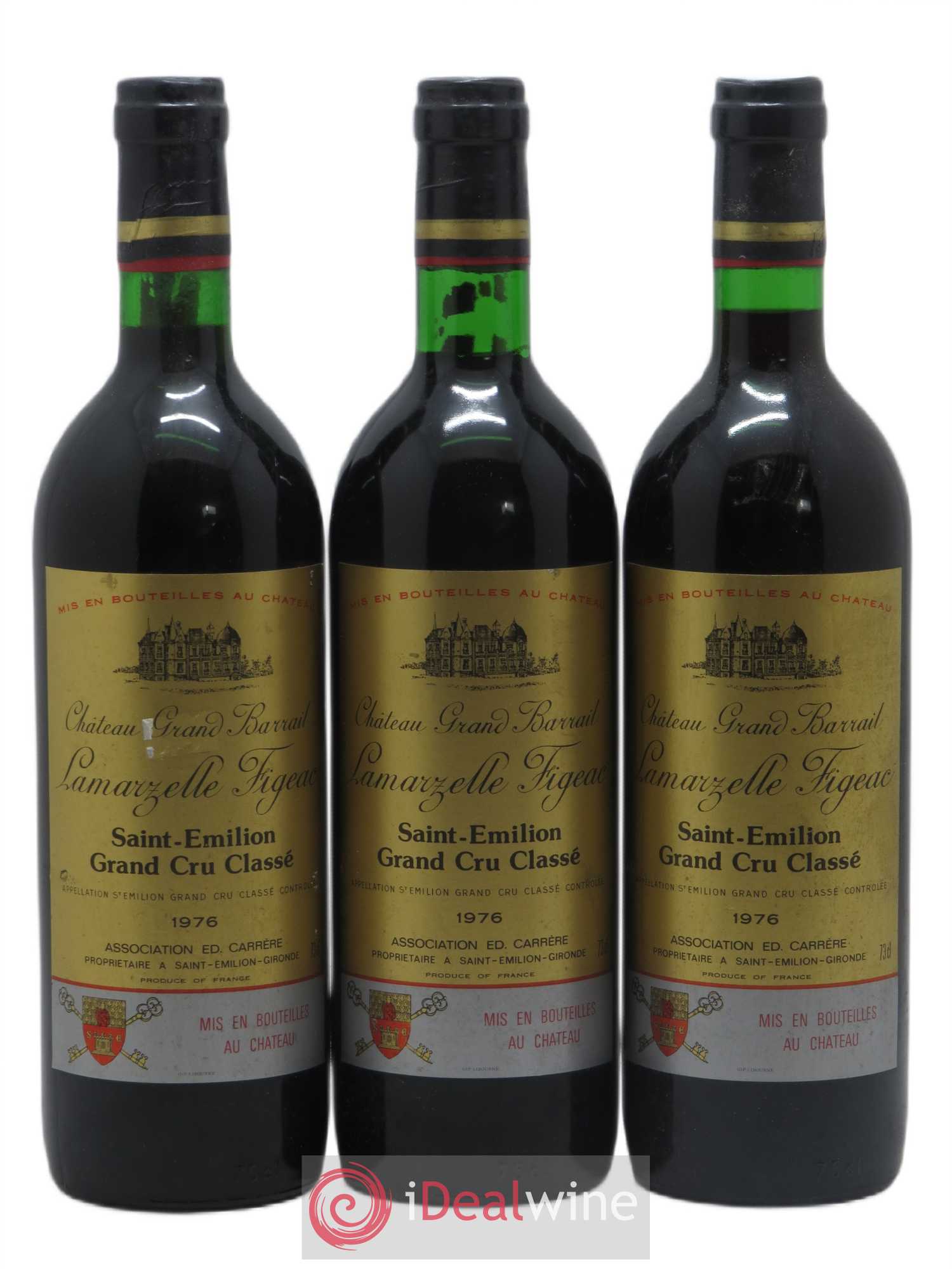Château Grand Barrail Lamarzelle Figeac Grand Cru Classé 1976 - Lot de 3 bouteilles - 0