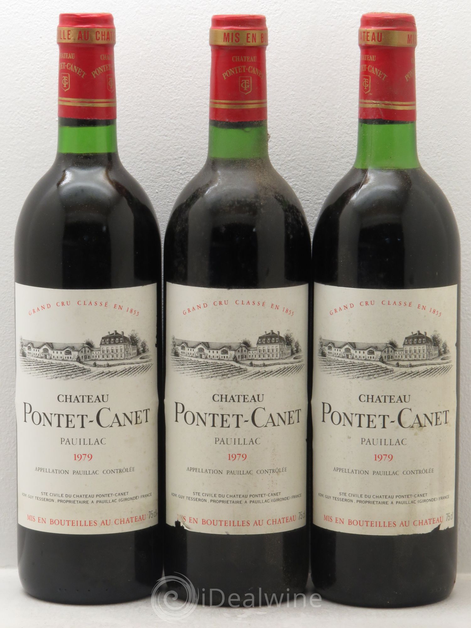 Château Pontet Canet 5ème Grand Cru Classé 1979 - Lot de 3 bouteilles - 0