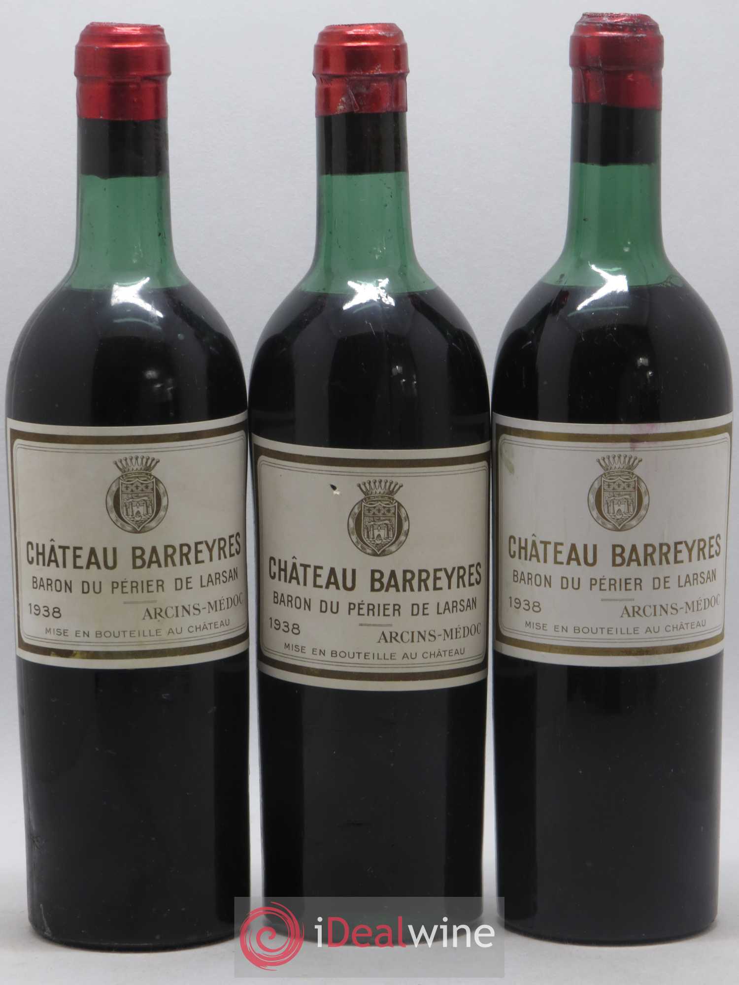 Château Barreyres Cru Bourgeois 1938 - Lot de 3 bouteilles - 0
