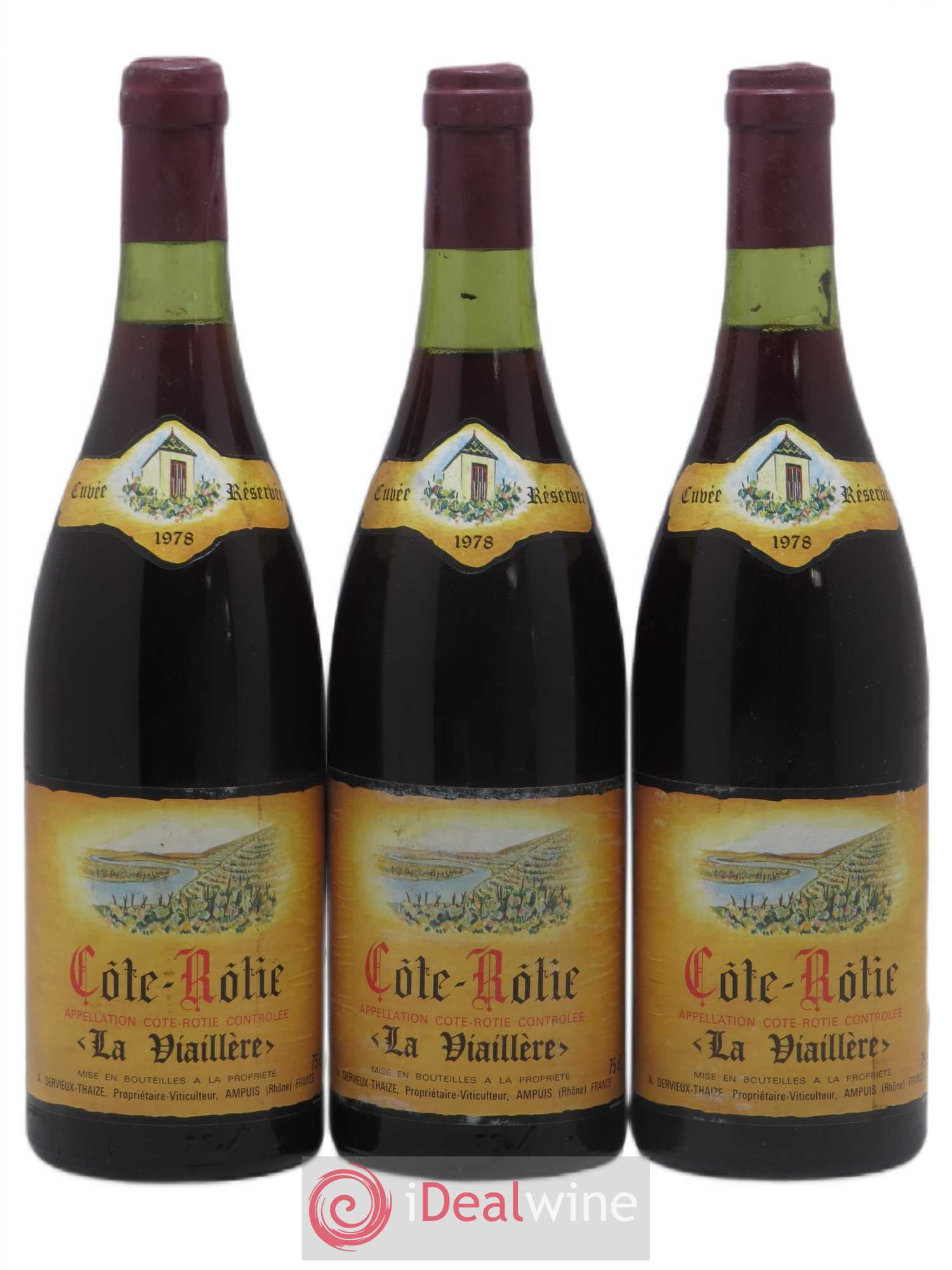 Côte-Rôtie La Viaillere Dervieux Thaize 1978 - Lot de 3 bouteilles - 0