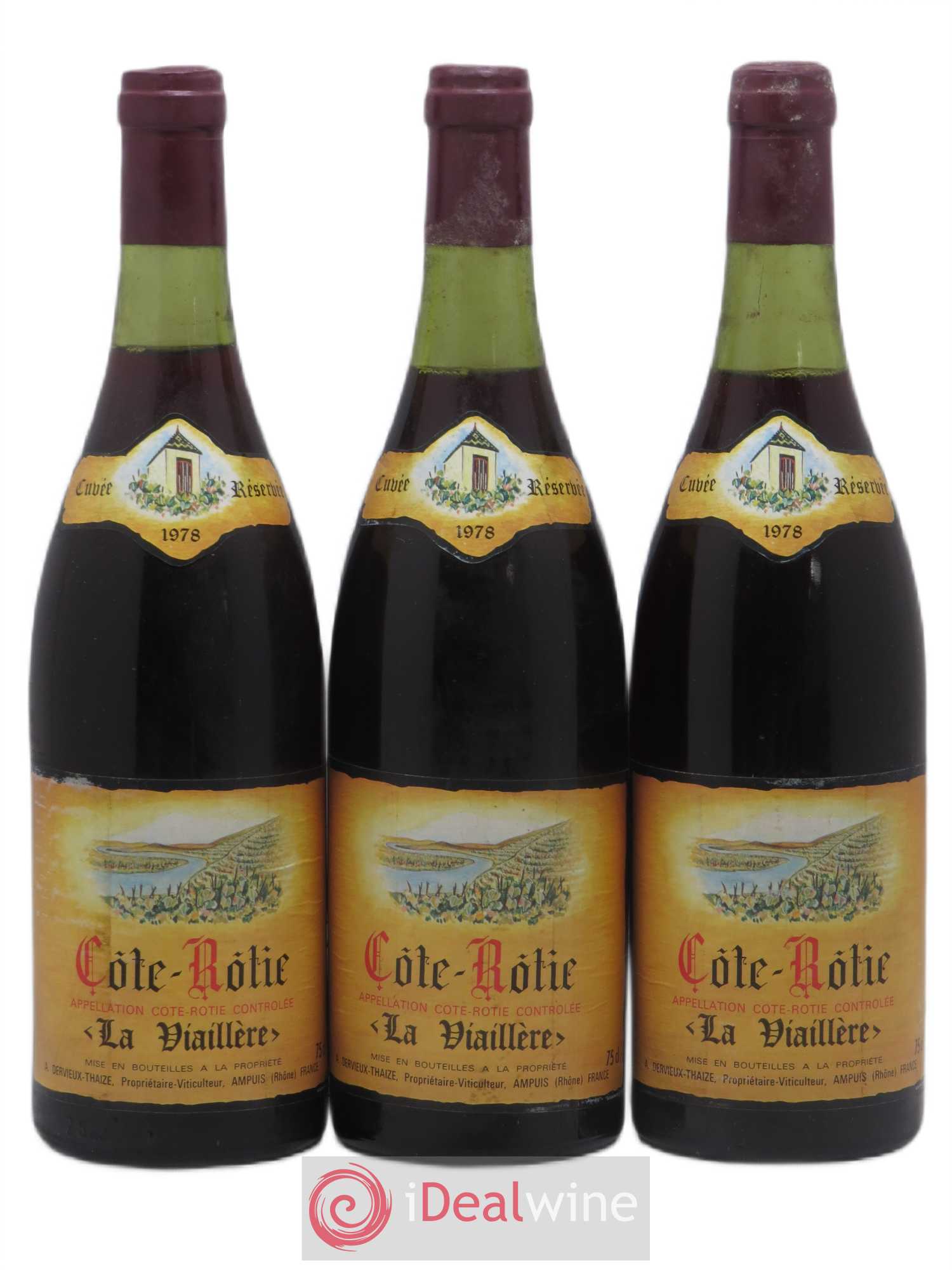 Côte-Rôtie La Viaillere Dervieux Thaize 1978 - Lot de 3 bouteilles - 0